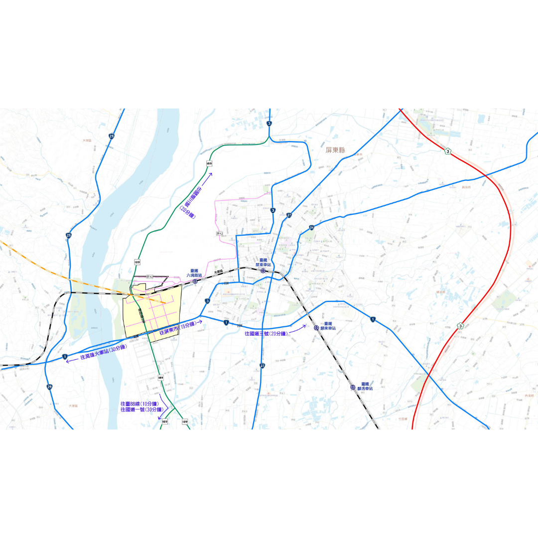 圖九 鄰近地區現有交通系統(出處:屏東縣政府)