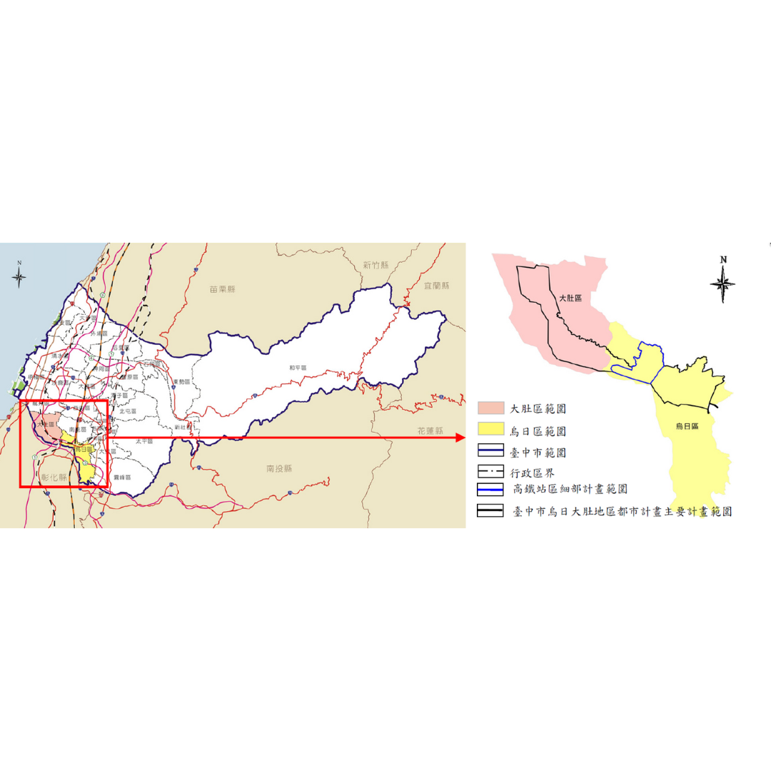 圖一 高鐵站區細部計畫區位 (出處:臺中市政府)