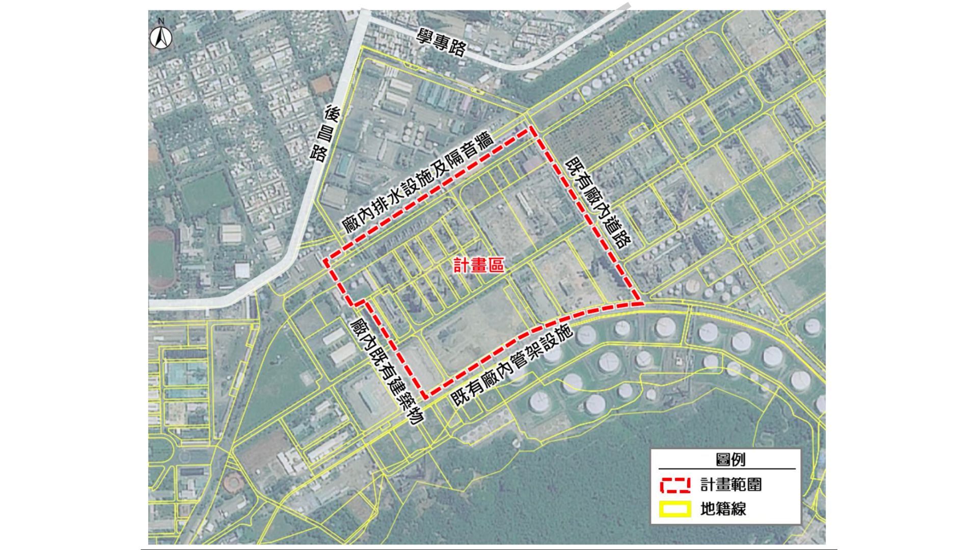 細部計畫範圍(來源：擬定原高雄市都市計畫細部計畫(原中油公司高雄煉油廠土地)(配合楠梓產業園區設置計畫)案計畫書)