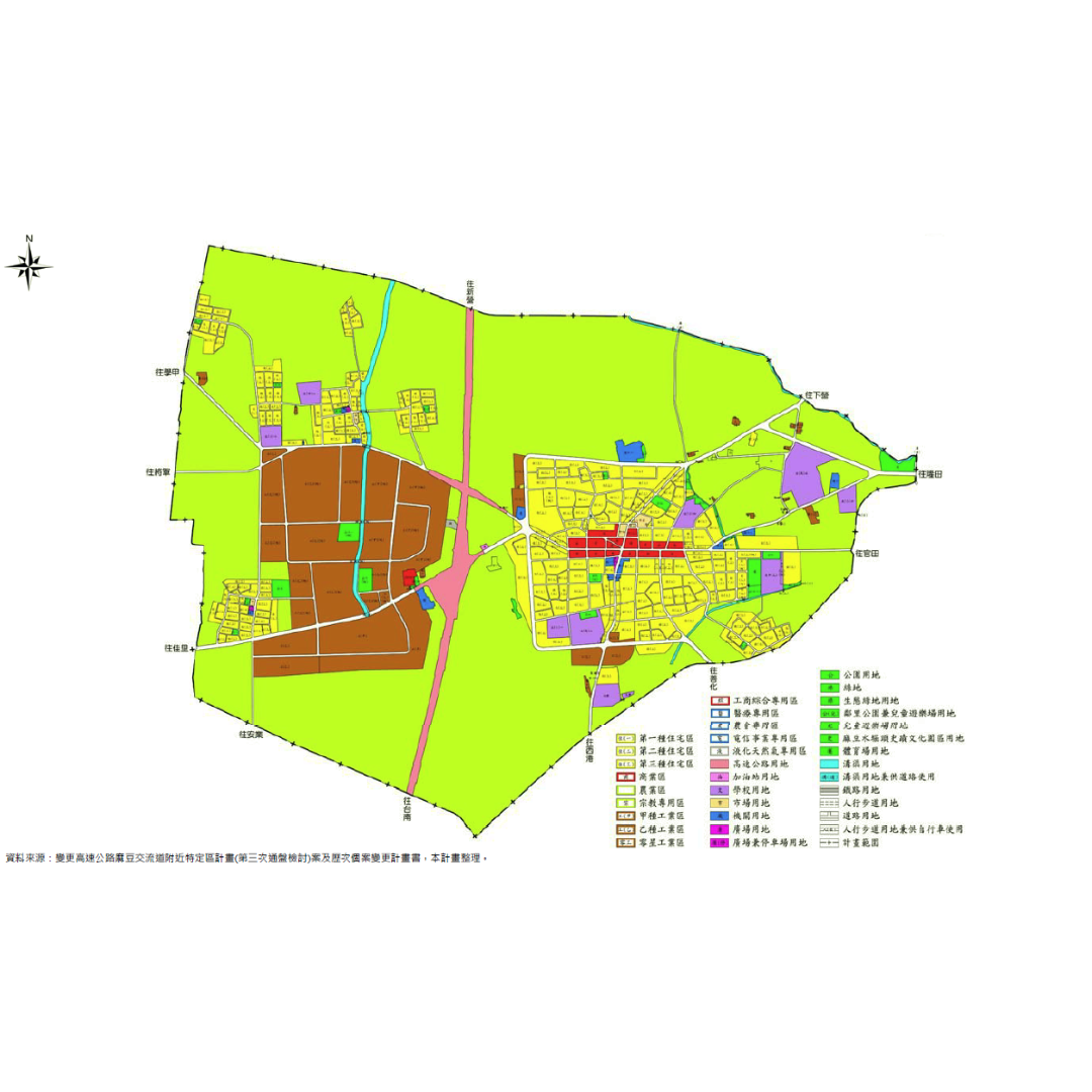 圖二 高速公路麻豆交流道附近特定區計畫土地使用計畫 (出處:臺南市政府)