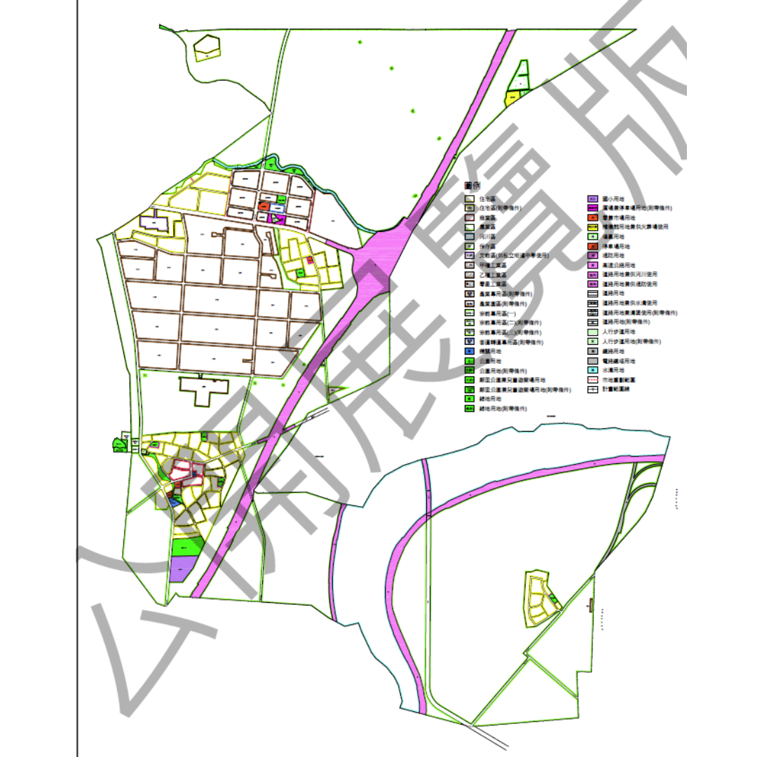 圖二 擴大及變更高速公路新營交流道附近特定區計畫(第四次通盤檢討) 土地使用計畫 (出處:臺南市政府)