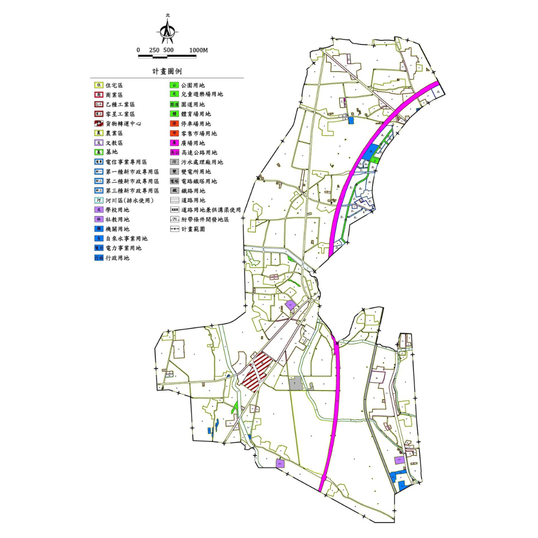 圖八 變更高速公路彰化交流道附近特定區主要計畫（都市計畫圖重製暨第四 次通盤檢討） (出處:彰化縣政府)