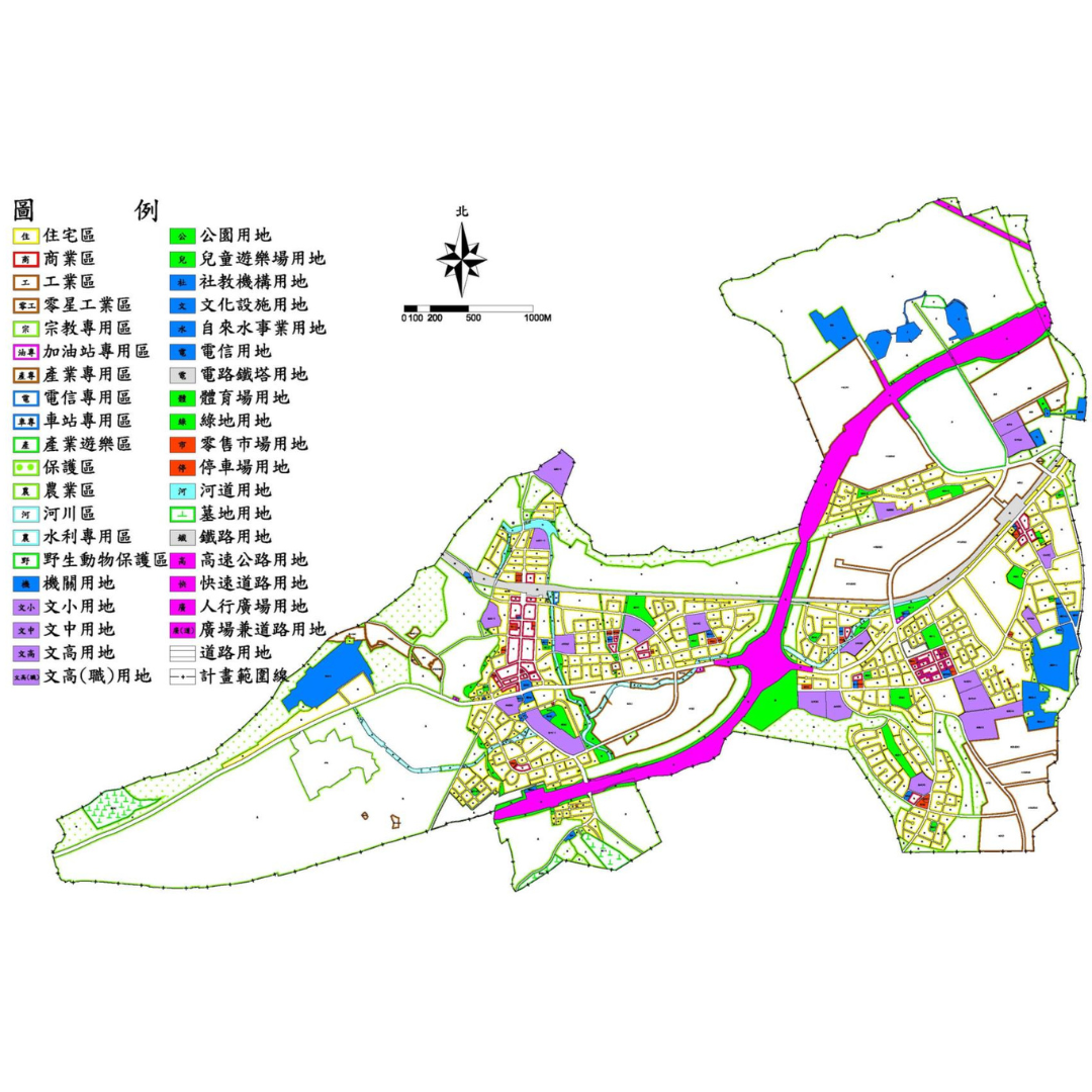 圖四 變更楊梅都市計畫(第四次通盤檢討)(含原高速公路楊梅交流道附近特定區、高速公路中壢及內 壢交流道附近特定區之楊梅區部分)(第二階段)案變更後土地使用 (出處:桃園市政府)