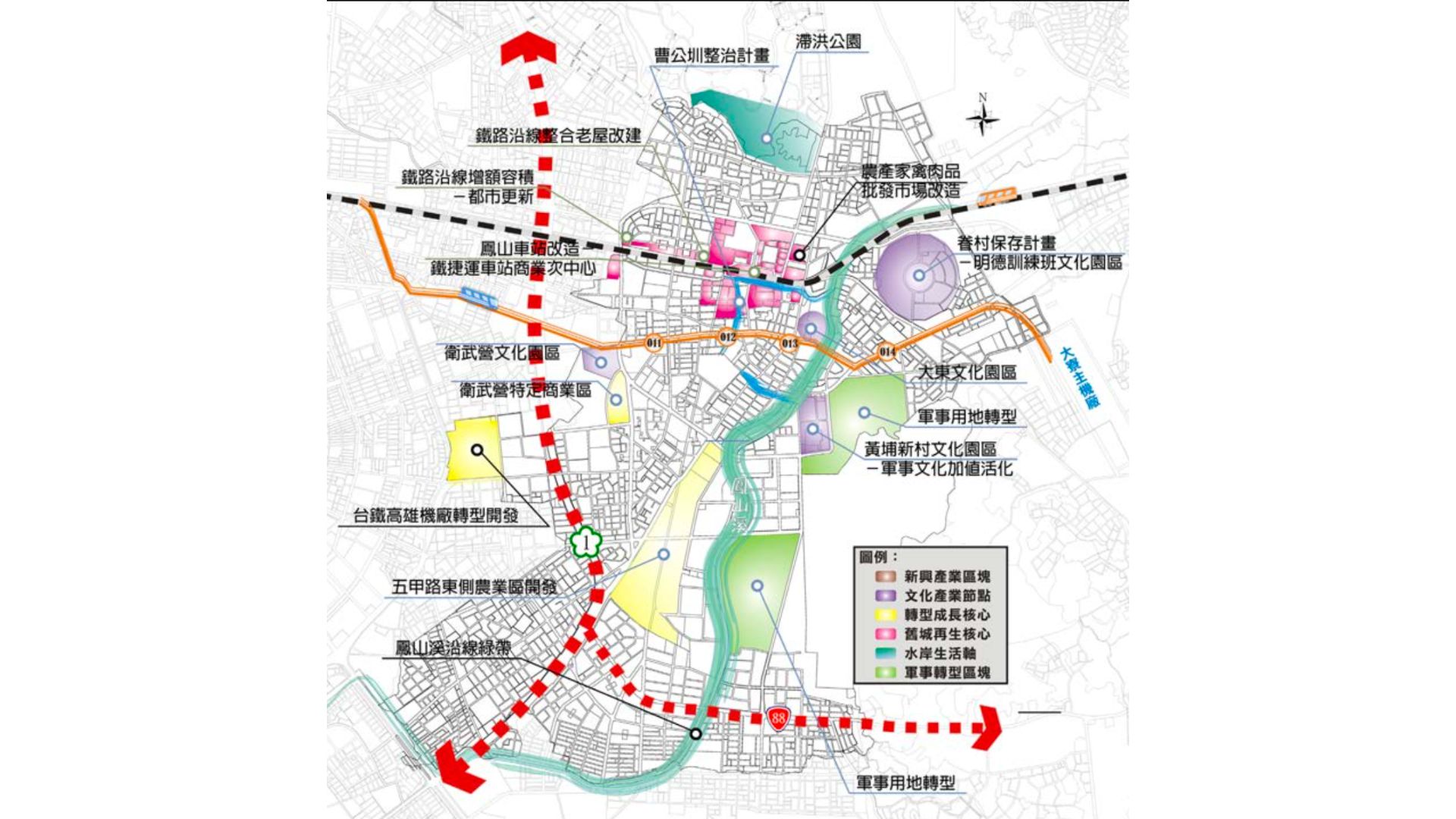 發展構想(來源：擬定及變更高雄市鳳山細部計畫(第三次通盤檢討)案(第四階段))