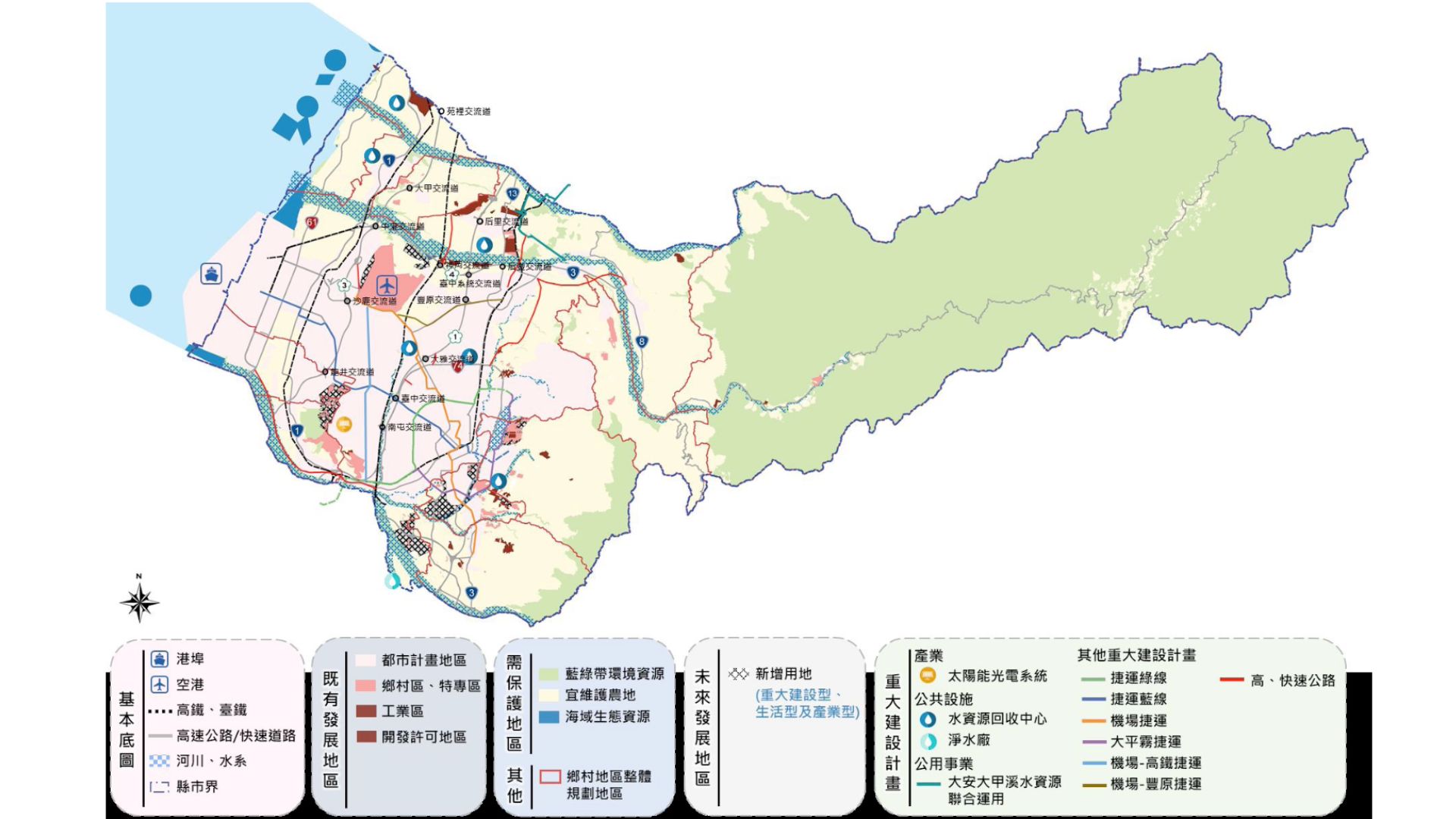 臺中市整體空間發展示意圖（來源：臺中市國土計畫）