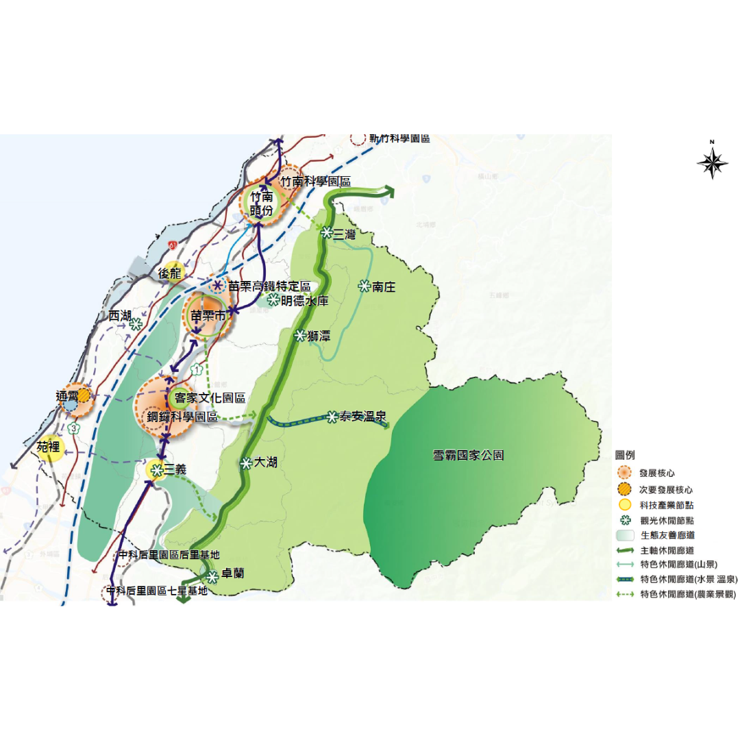 圖一 本縣空間發展策略 (出處:苗栗縣政府)