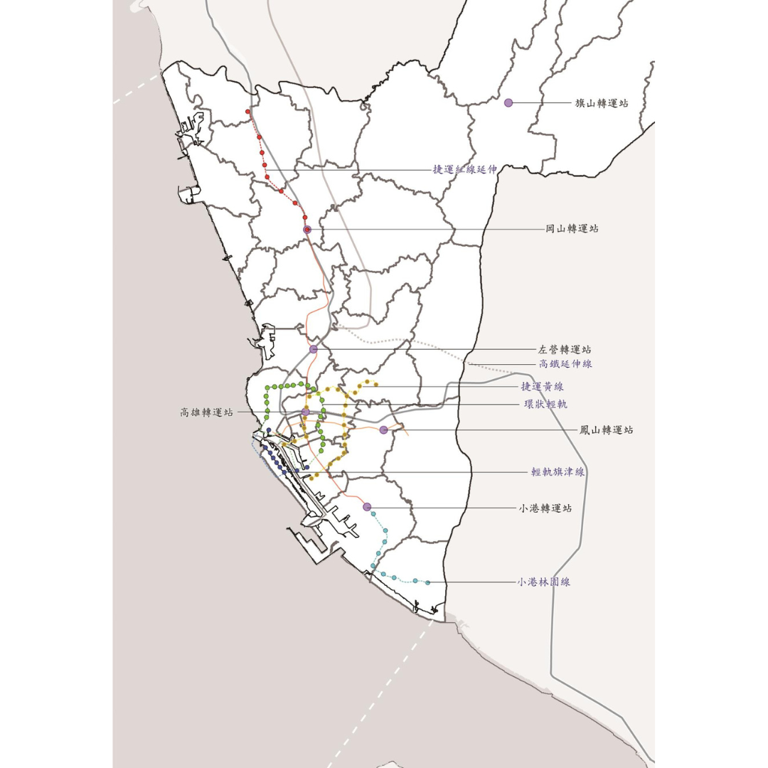 圖九 本市大眾運輸系統（軌道建設）規劃構想 (出處:高雄市政府)