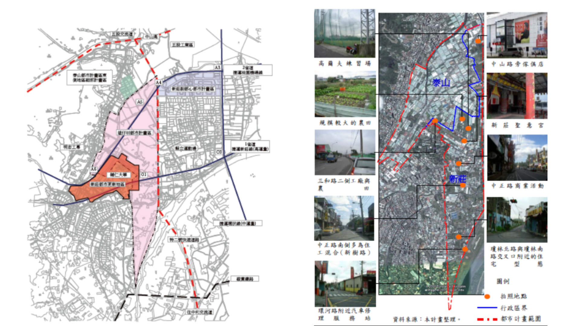 左圖:重劃區位置               右圖:重劃區周邊現況