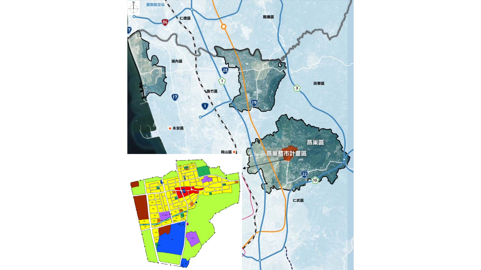 燕巢都市計畫地理位置及計畫範圍示意圖