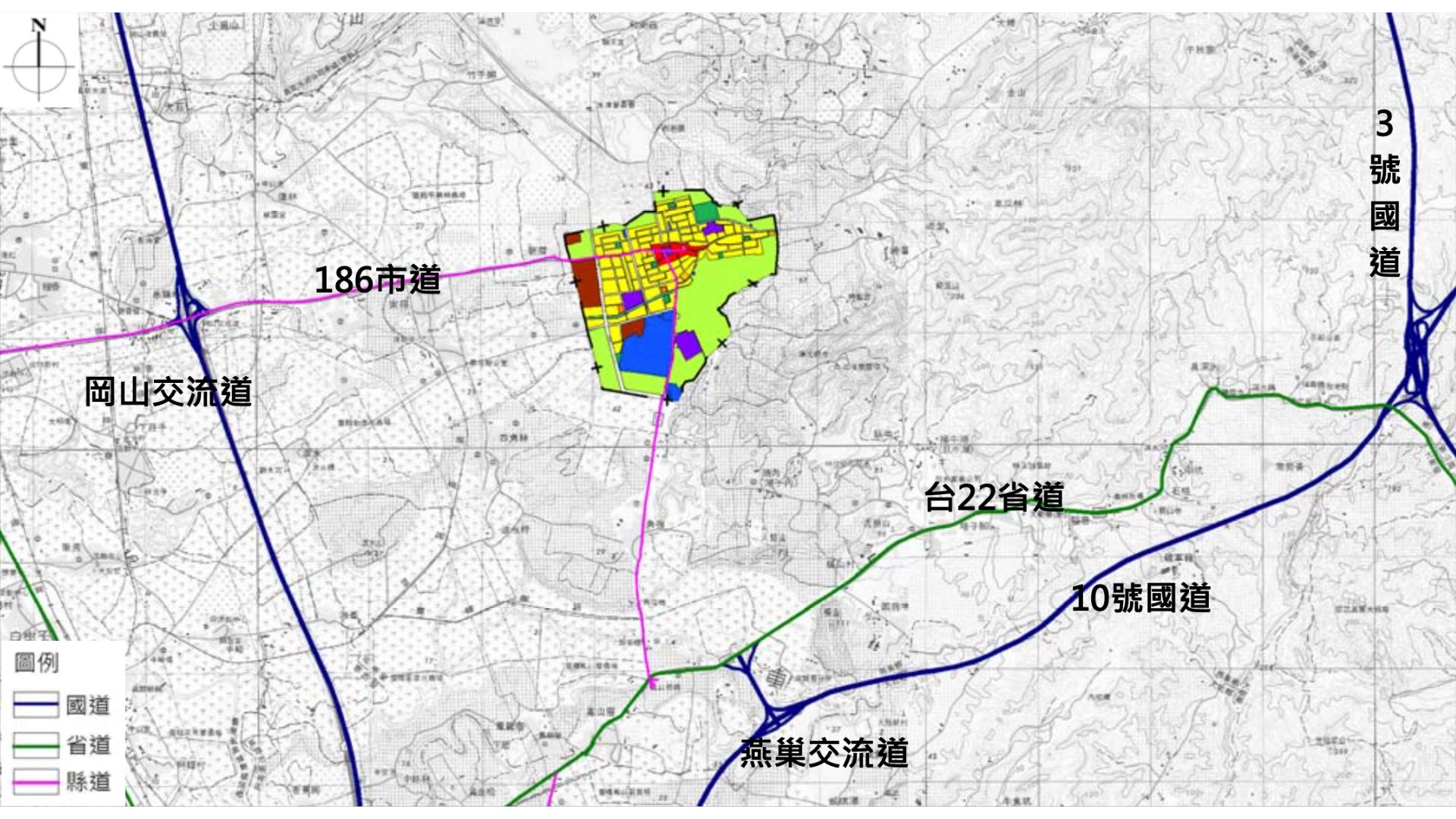 燕巢都市計畫缺聯外交通示意圖