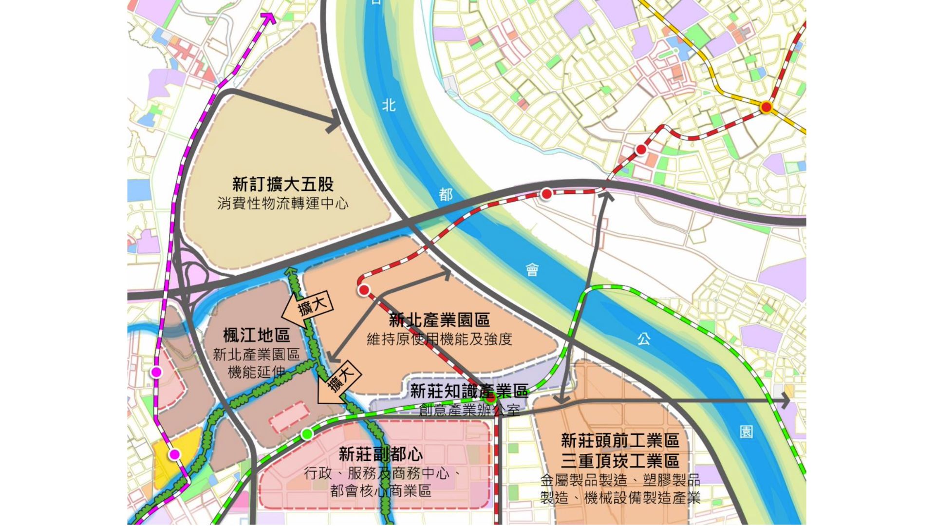 楓江附近地區未來產業機能演變