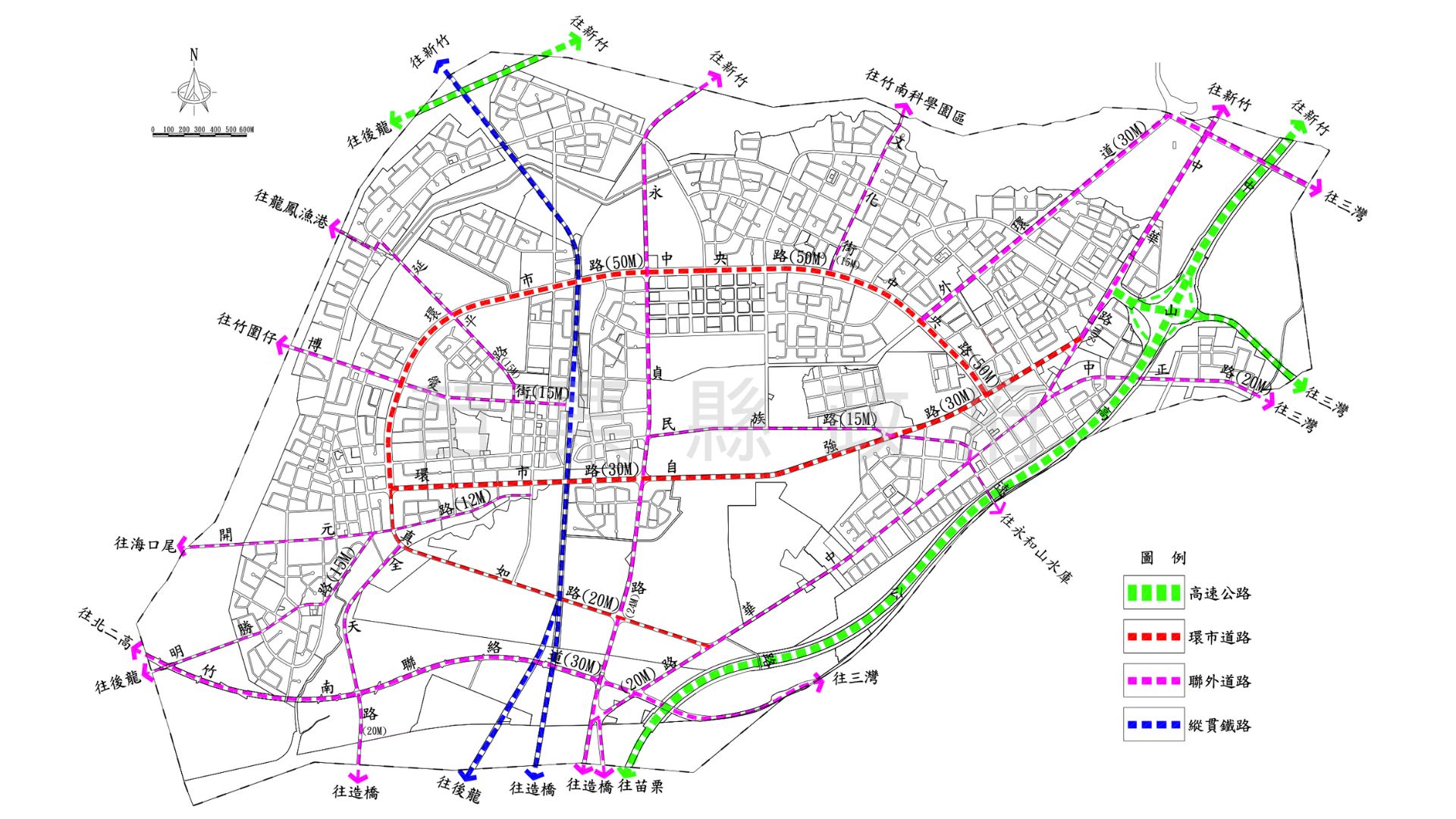 竹南頭份都市計畫交通系統示意圖