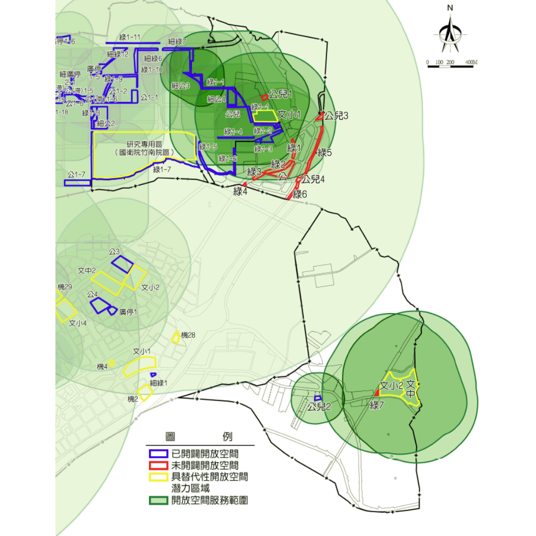 圖四 高速公路頭份交流道附近特定區計畫休憩型用地服務範圍 (納入具替代性潛力區域) (出處:苗栗縣政府)