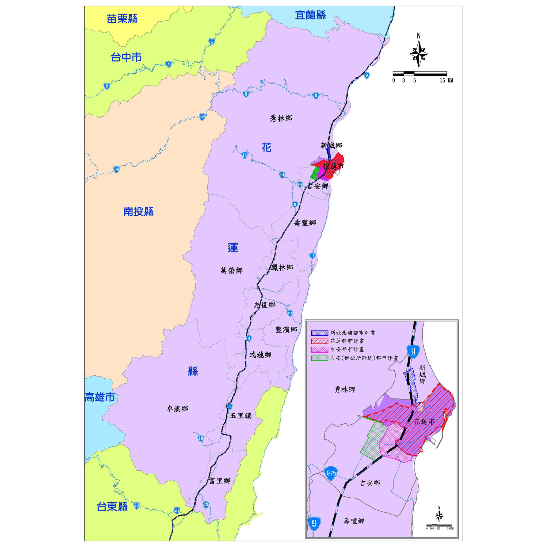 圖二 花蓮都市計畫位置 (出處:花蓮縣政府)