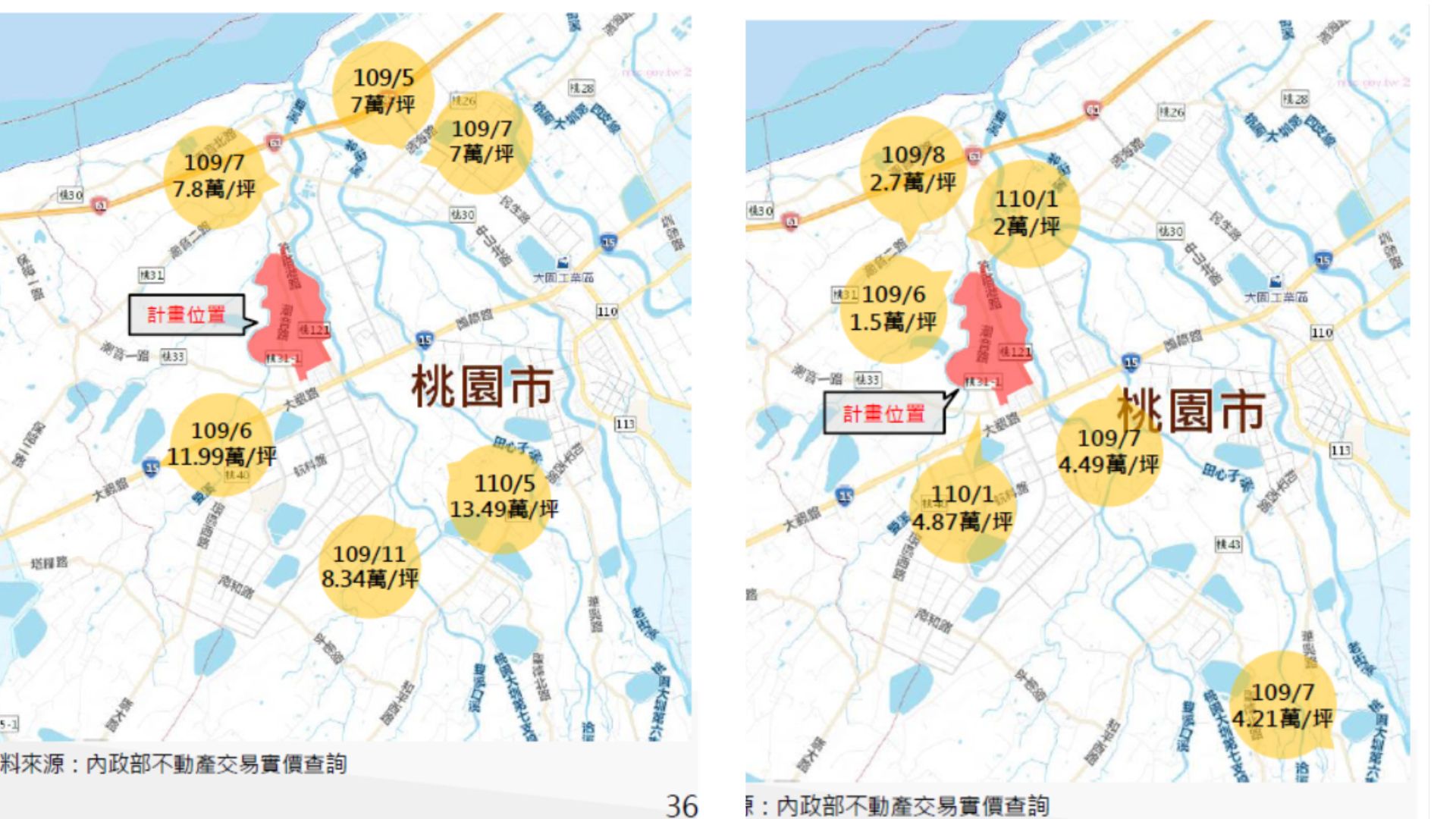 周邊土地近期交易(左圖:甲建，右圖:農牧用地)