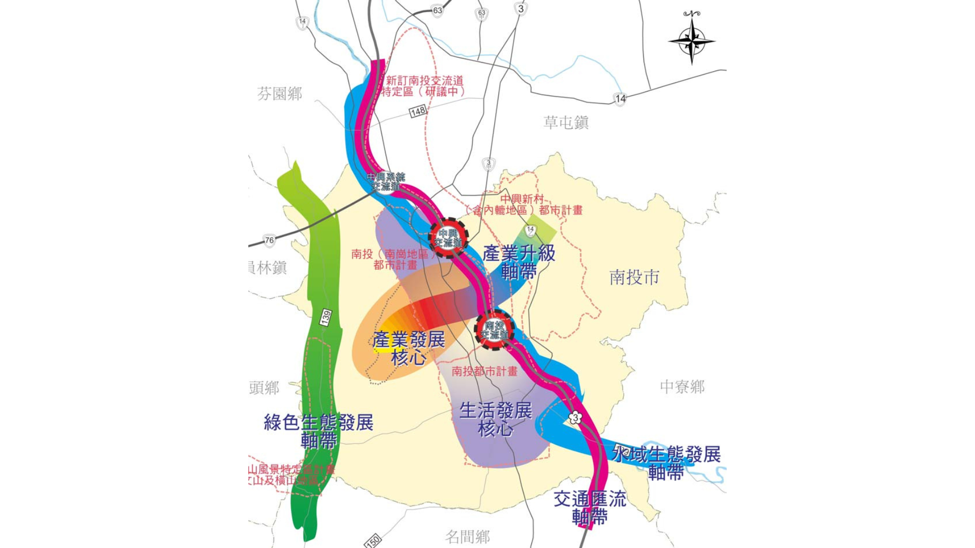 圖六 整體空間發展構想 (出處:南投縣政府)