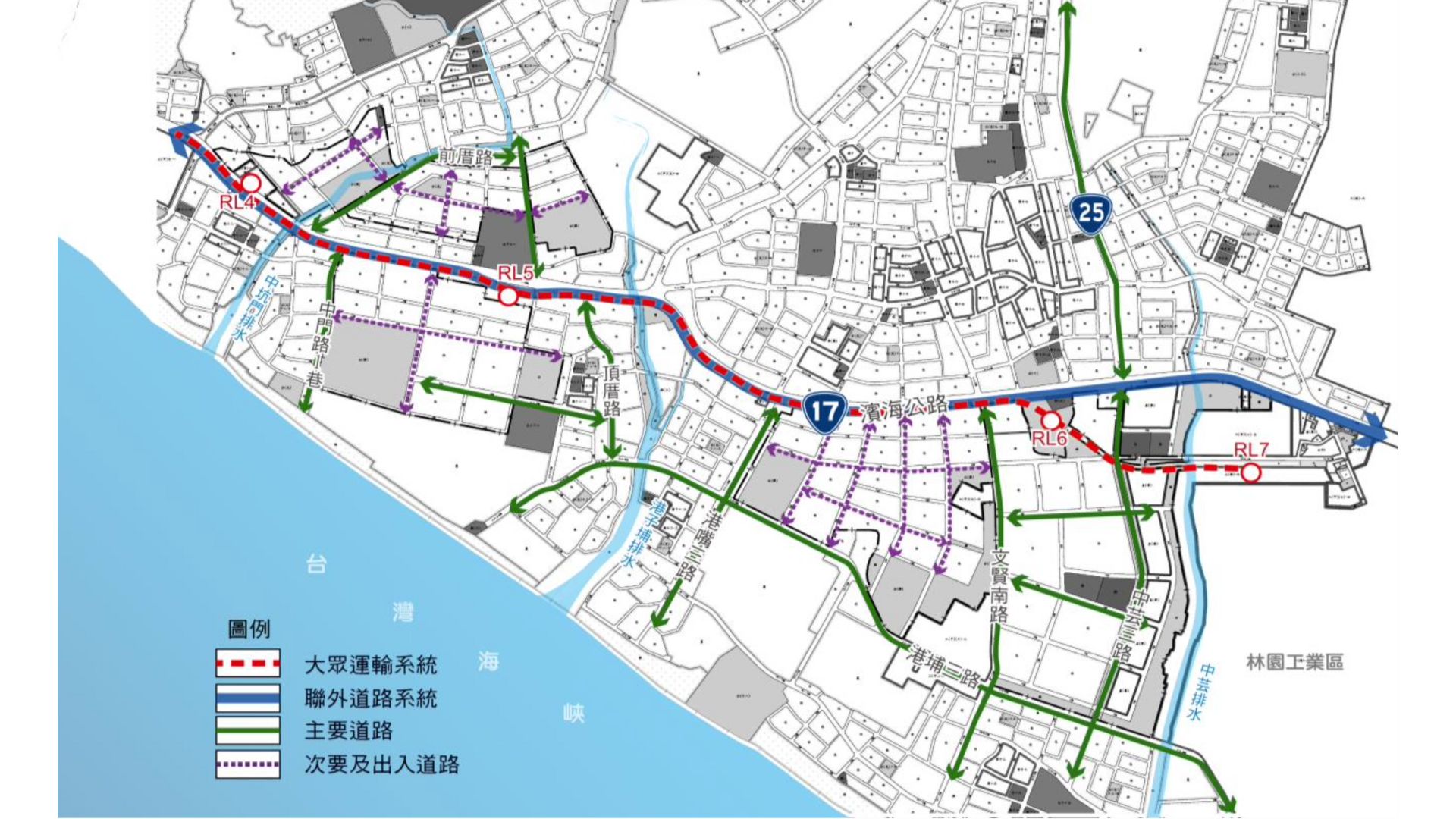 變更後計畫細部計畫道路系統示意圖