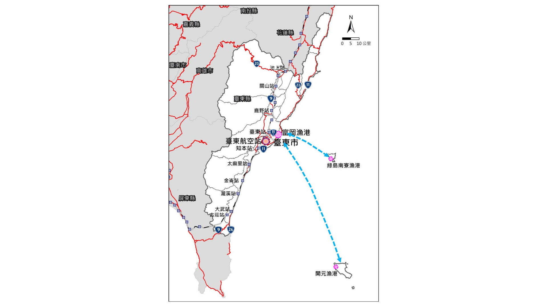 圖三 台東市都市計畫區交通旅遊系統路網 (出處:臺東縣政府)