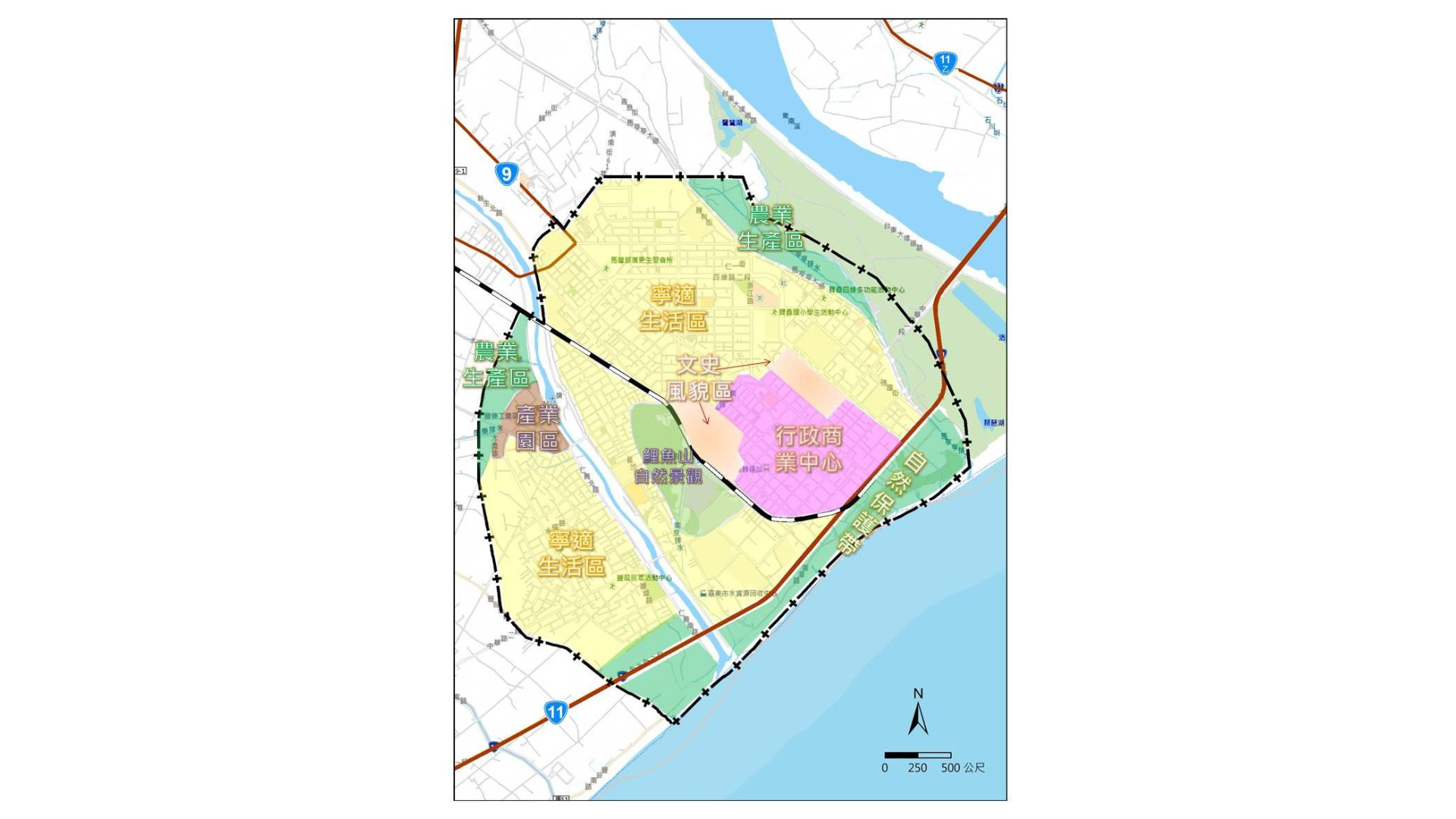 圖四 台東市都市計畫區土地使用規劃構想 (出處:臺東縣政府)