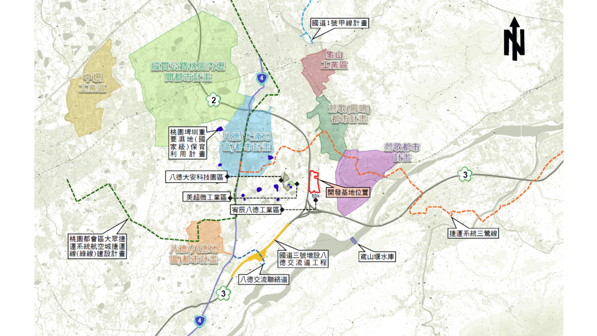 圖四 基地周邊地區相關計畫位置圖  (出處:桃園市政府)