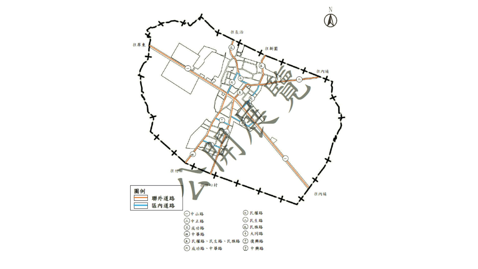 圖五 變更麟洛都市計畫(第四次通盤檢討)道路系統 (出處: 麟洛鄉公所)