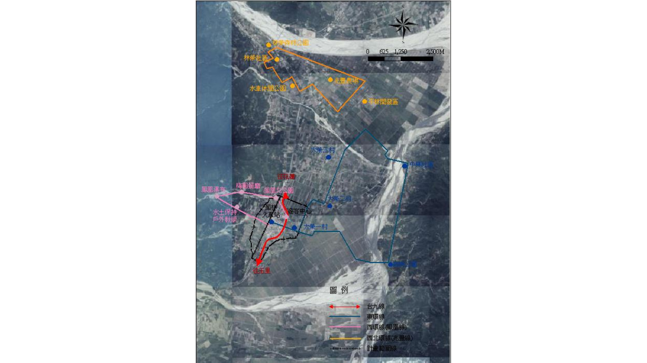 圖三 鳳林鎮自行車道規劃系統  (出處:鳳林鎮公所)