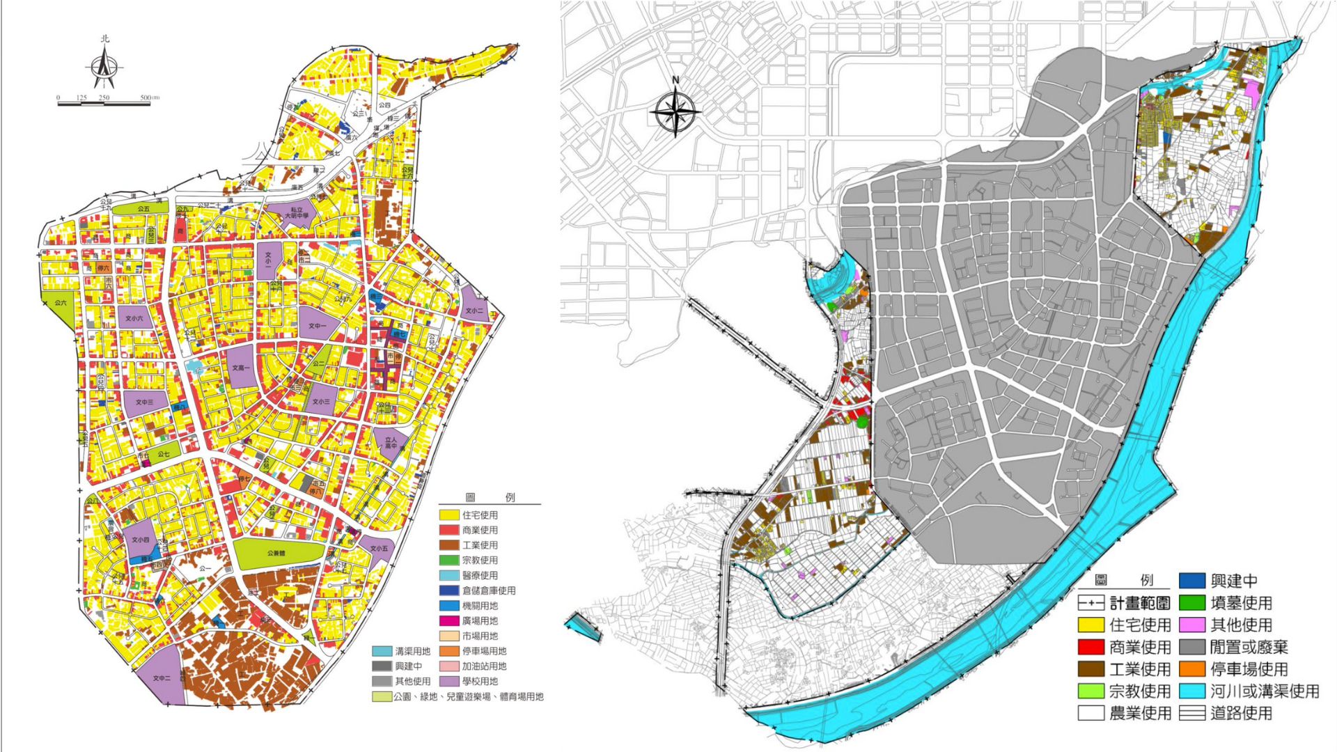 大里都市計畫及本計畫區土地使用現況示意圖