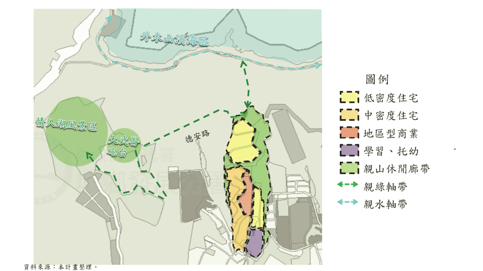 圖三 變更基隆市(代天府段附近地區)細部計畫(第二次通盤檢討)案土地使用和開放空間構想 (出處:基隆市政府)