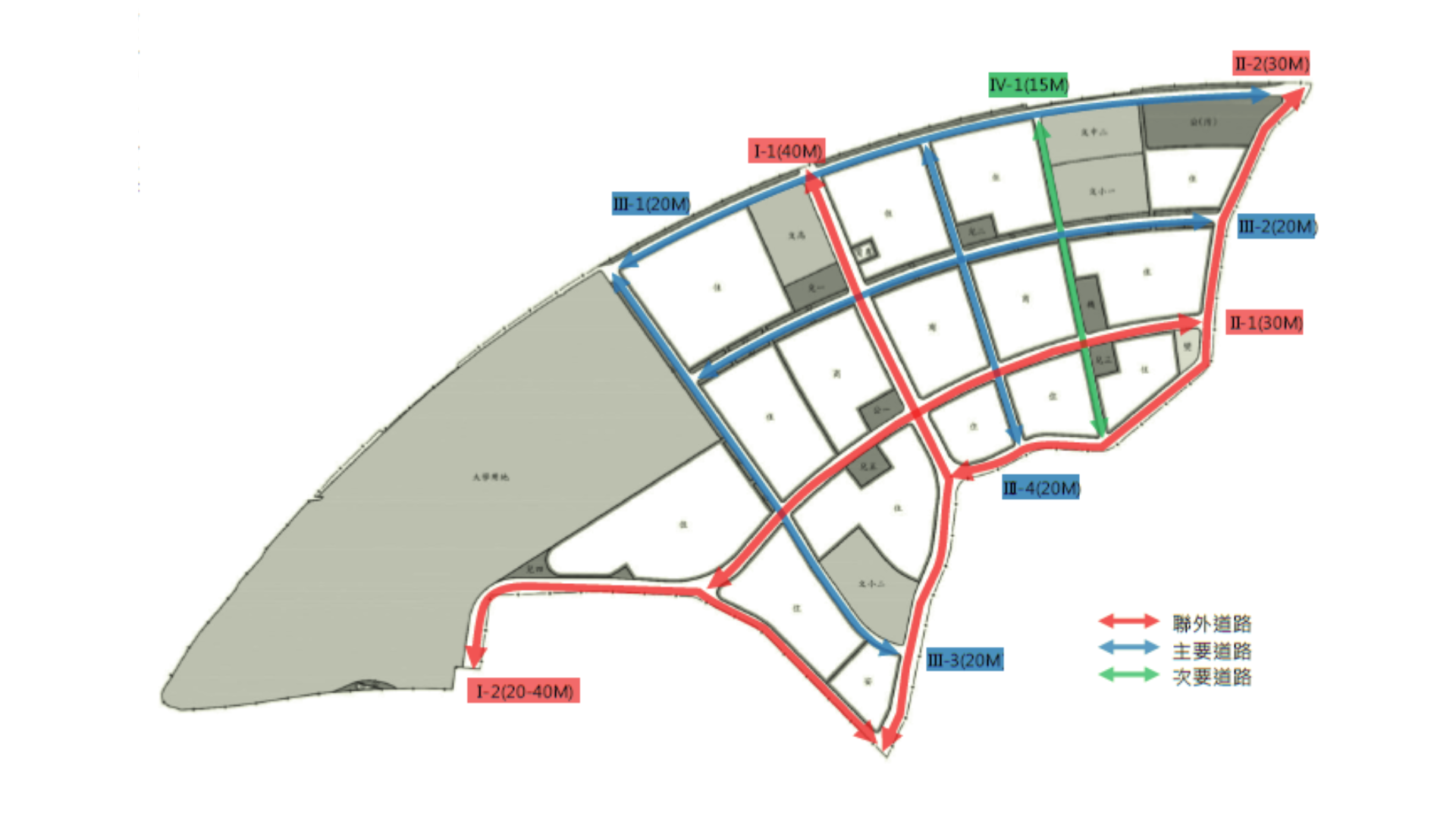 圖五 變更臺北大學社區特定區主要計畫(第二次通盤檢討)案道路系統 (出處:新北市政府)