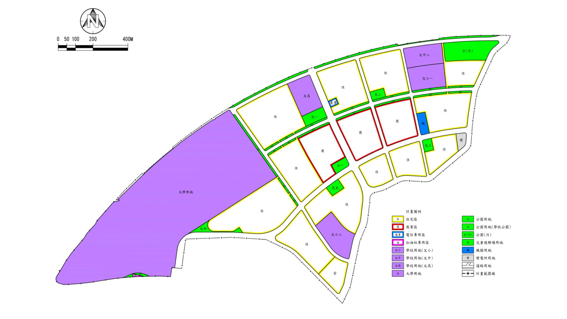 圖四 變更臺北大學社區特定區主要計畫(第二次通盤檢討)案土地使用計畫 (出處:新北市政府)