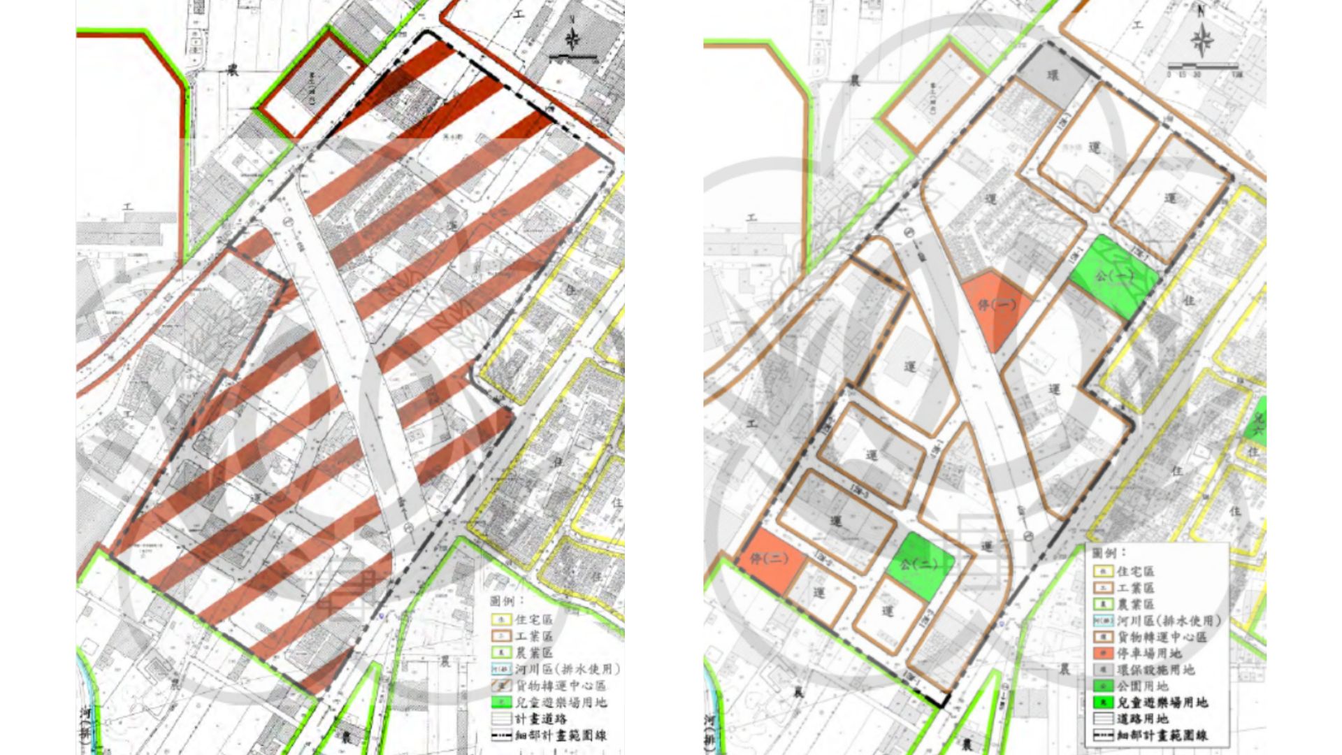 現行主要計畫(左)與細部計畫圖(右)