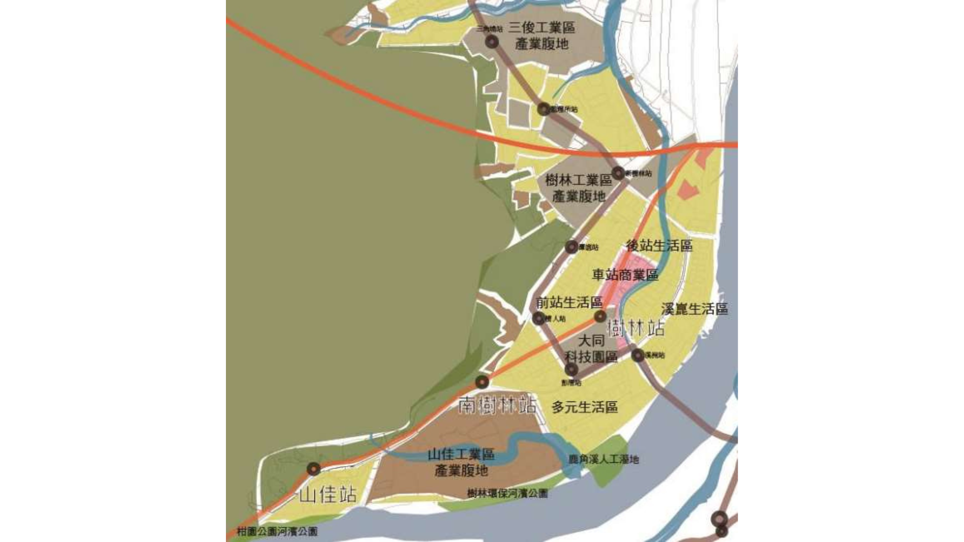 圖四 變更大漢溪北都市計畫(第二階段)(公展草案)區域構想 (出處:新北市政府)