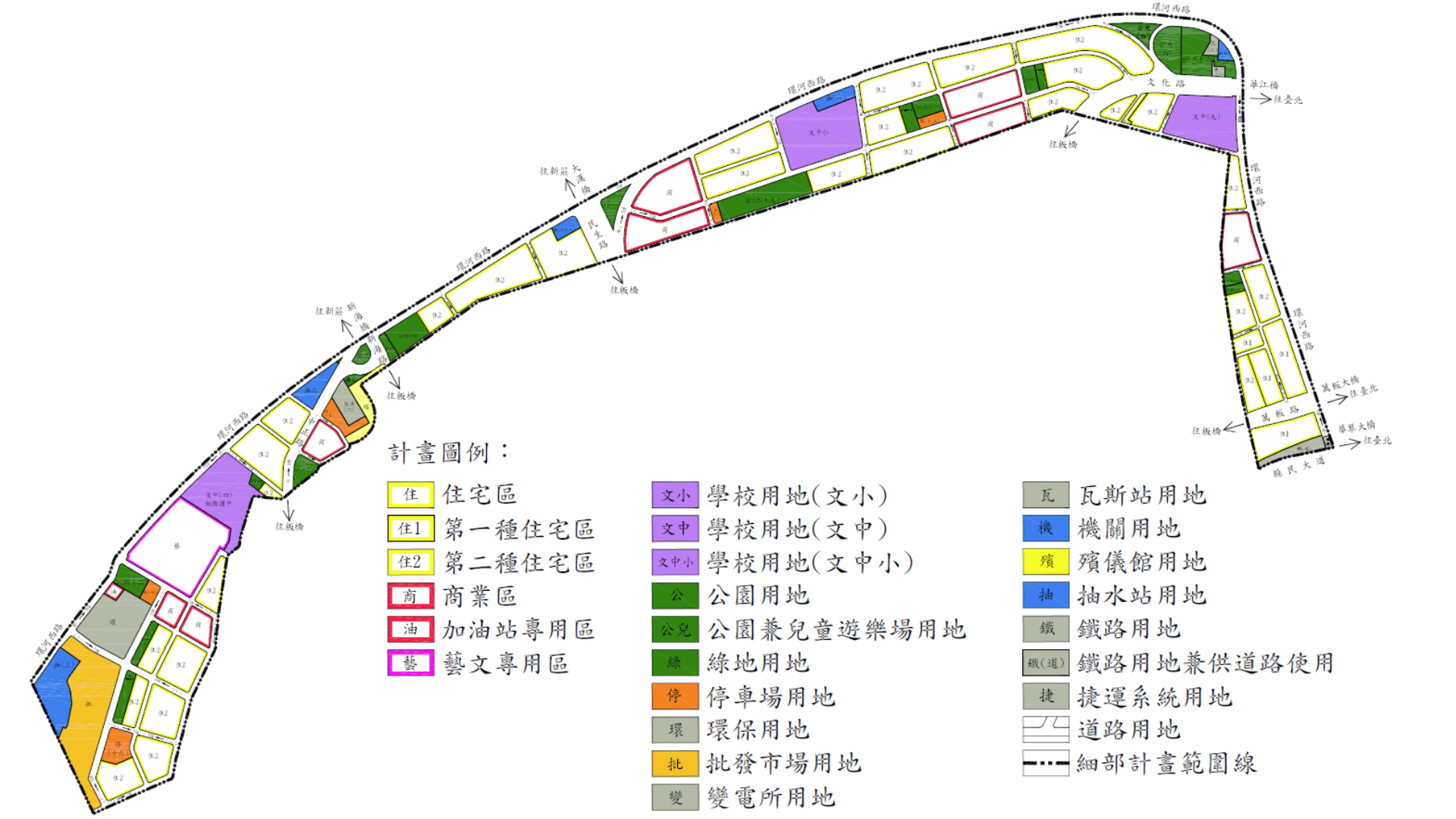 圖四 變更板橋都市計畫(江翠北側地區)細部計畫(土地使用分區管制要點通盤檢討)案計畫範圍 (出處:新北市政府)