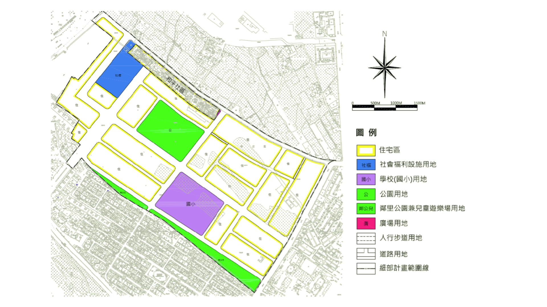 圖一 變更新店都市計畫(新店中央新村北側附近地區配合台北都會區環河快速道路台北縣側建設計畫)細部計畫(土地使用分區管制要點通盤檢討)案範圍 (出處:新北市政府)