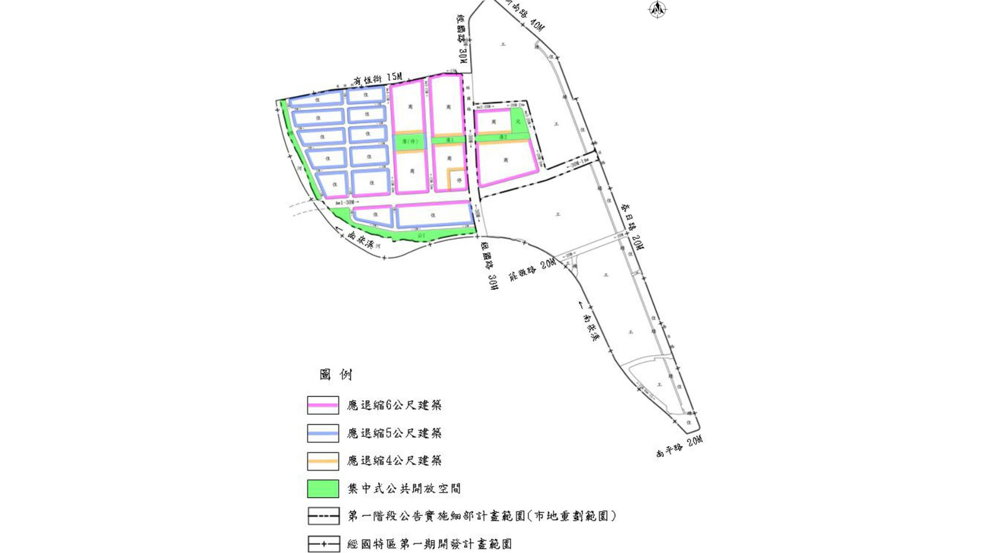 圖六 第一階段公告實施範圍之建築退縮管制 (出處:桃園市政府)