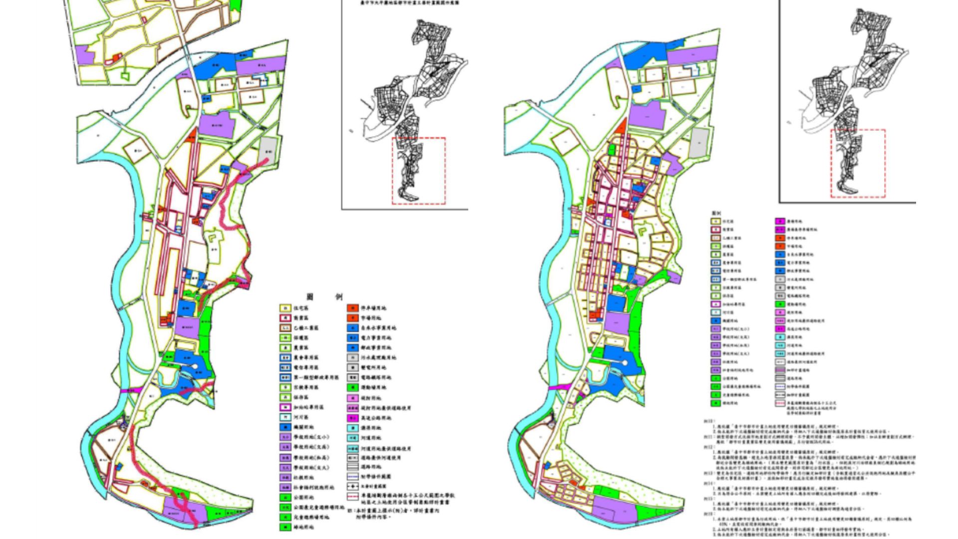 主要計畫(左)與細部計畫圖(右)