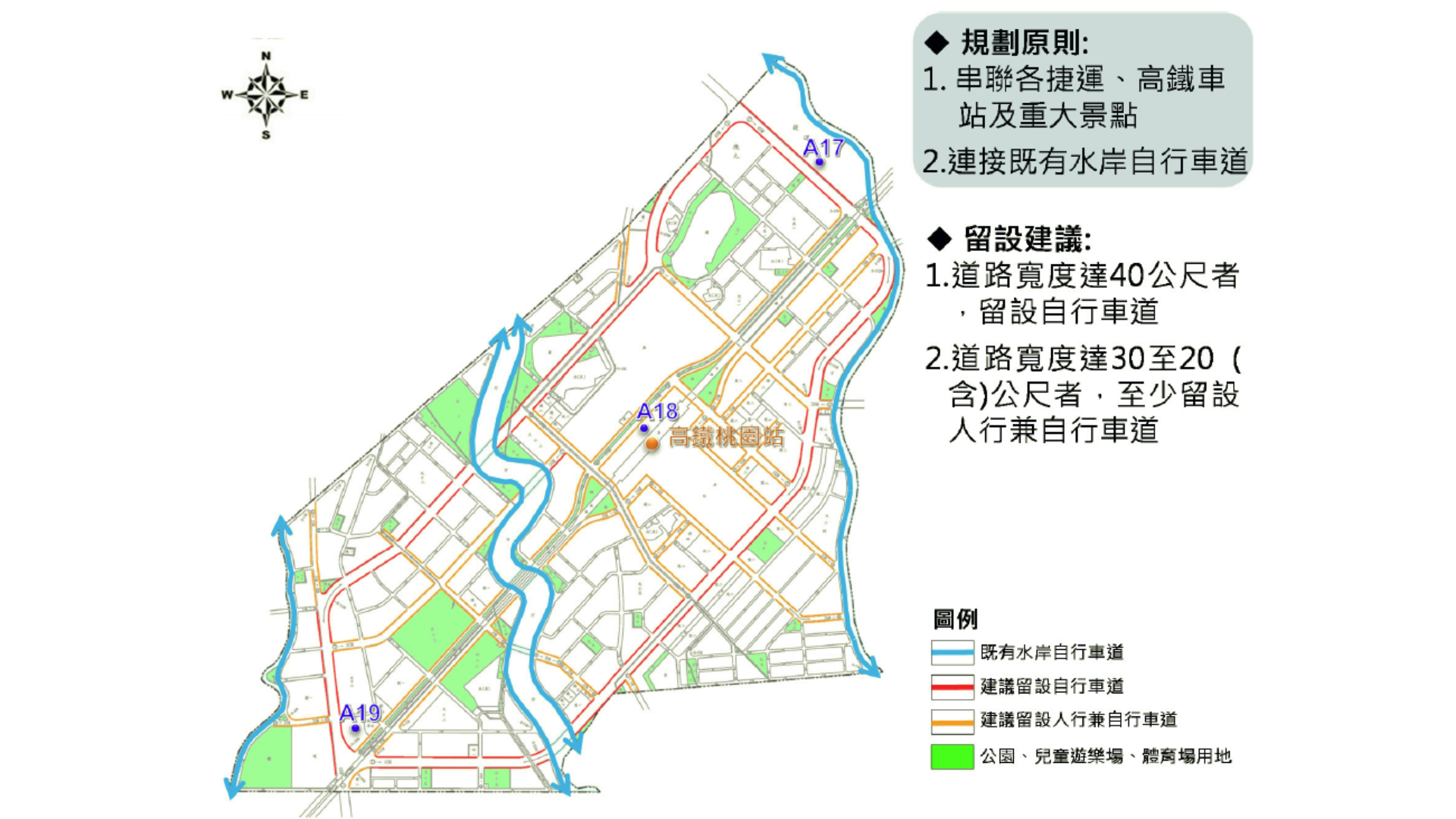 圖六 自行車道系統設置建議  (出處:桃園市政府)