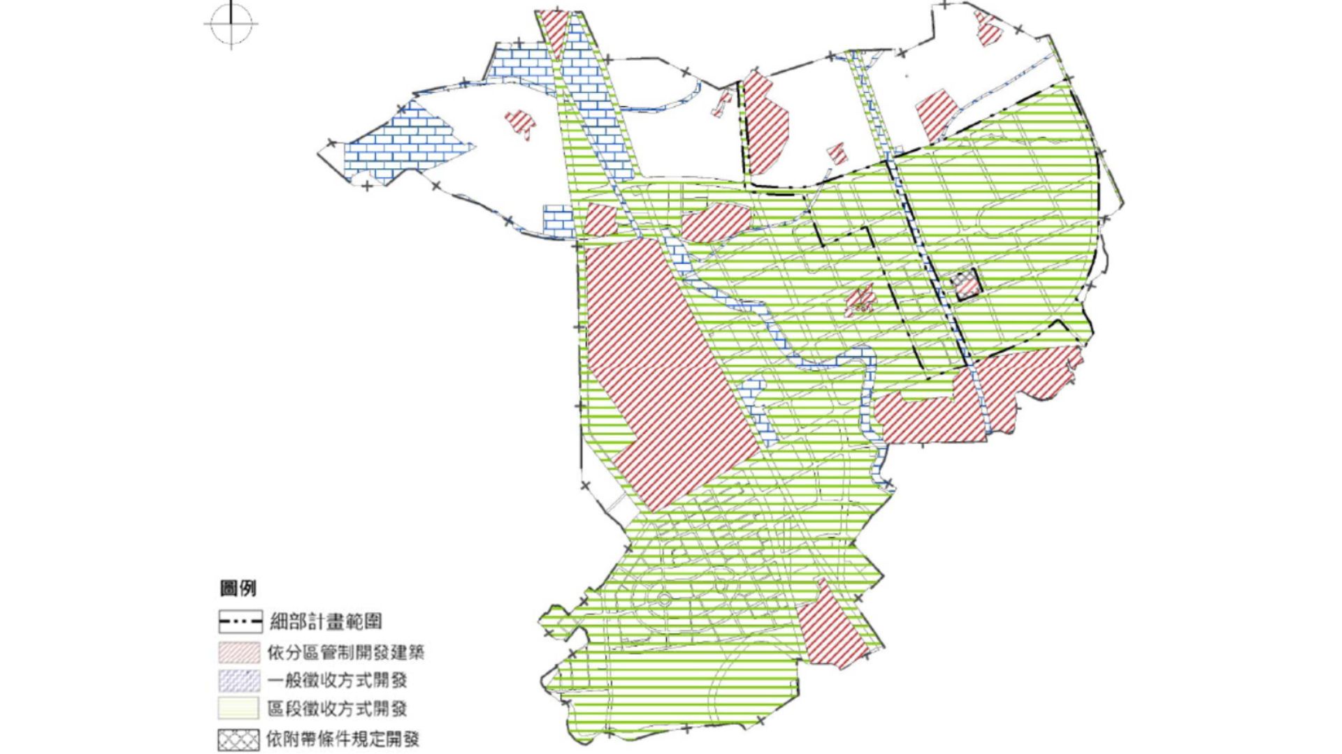 變更後高雄新市鎮特定區各區開發方式示意圖