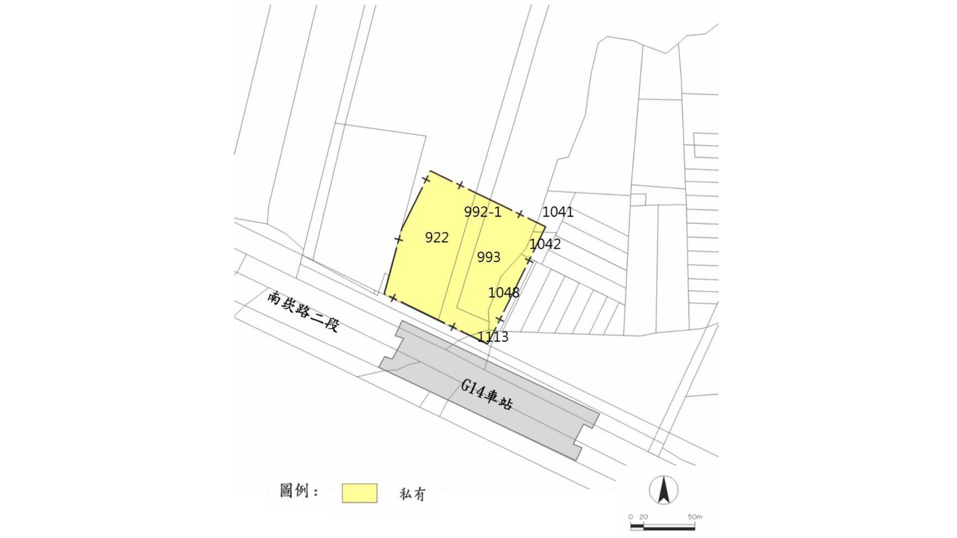 G14車站出入口土地權屬示意圖