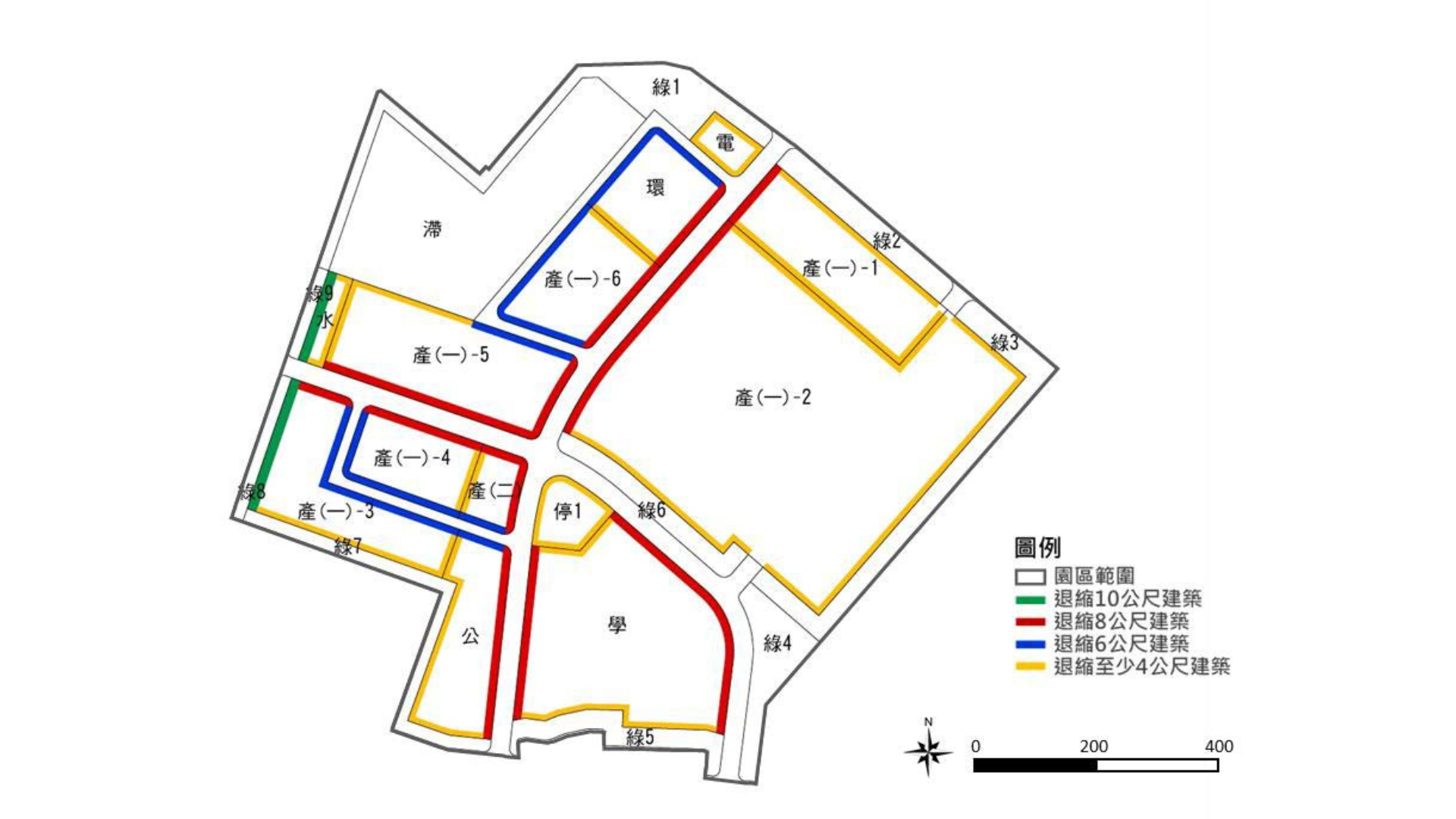 圖四 園區建築基地退縮 (出處:國家科學及技術委員會南部科學園區管理局)