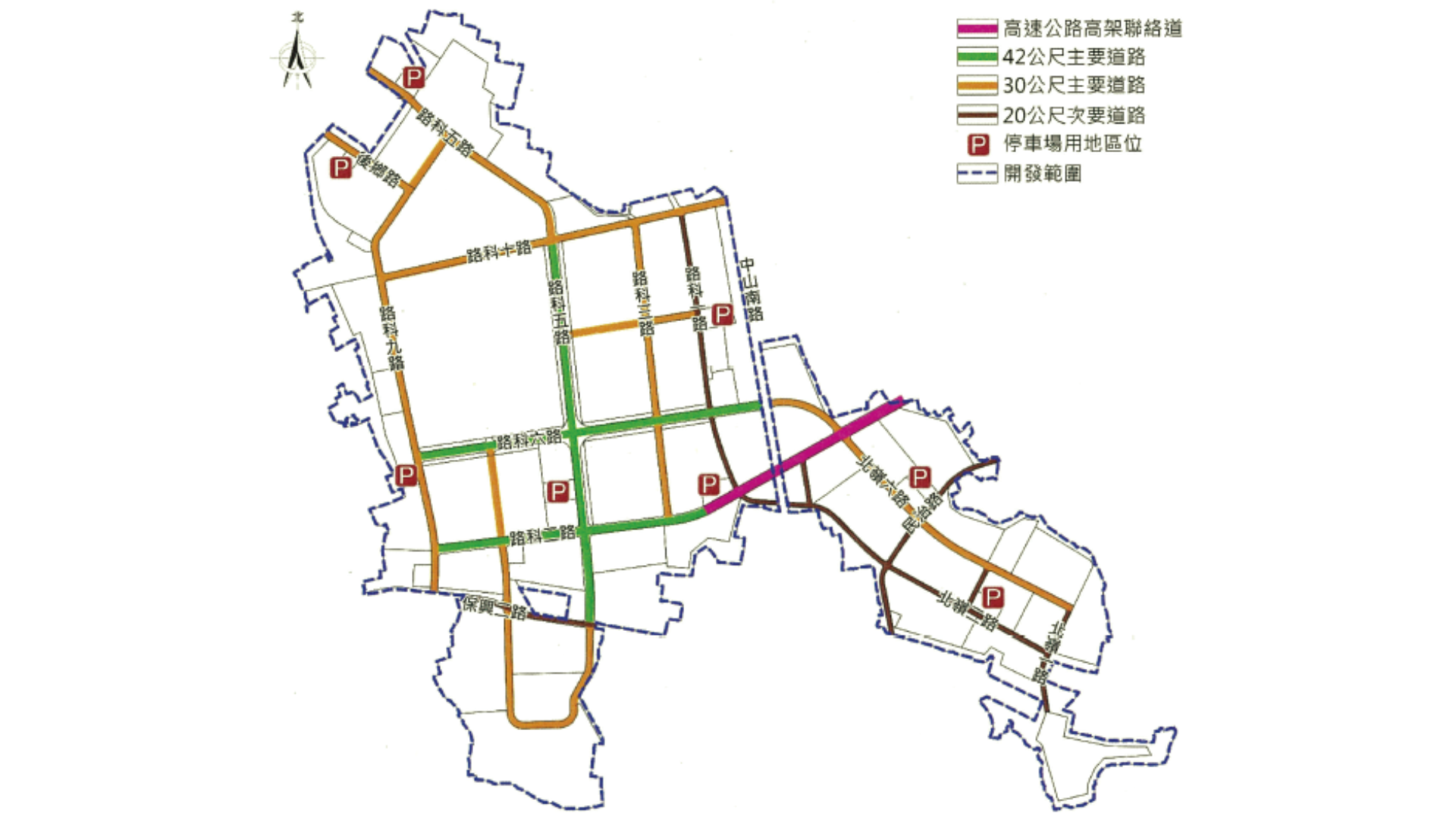 圖五 南科高雄園區道路層級 (出處:國家科學及技術委員會南部科學園區管理局)