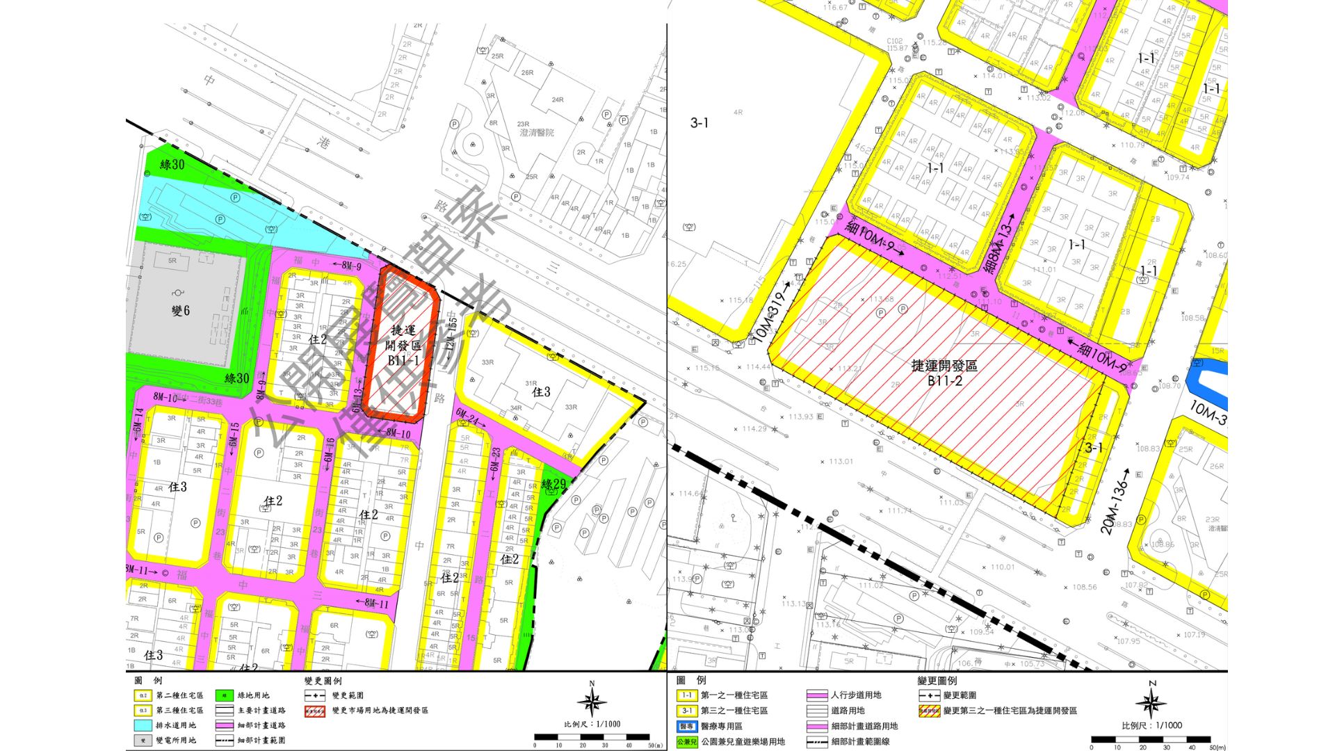 變更臺中市都市計畫細部計畫（工業區）圖左（福安里附近）圖右