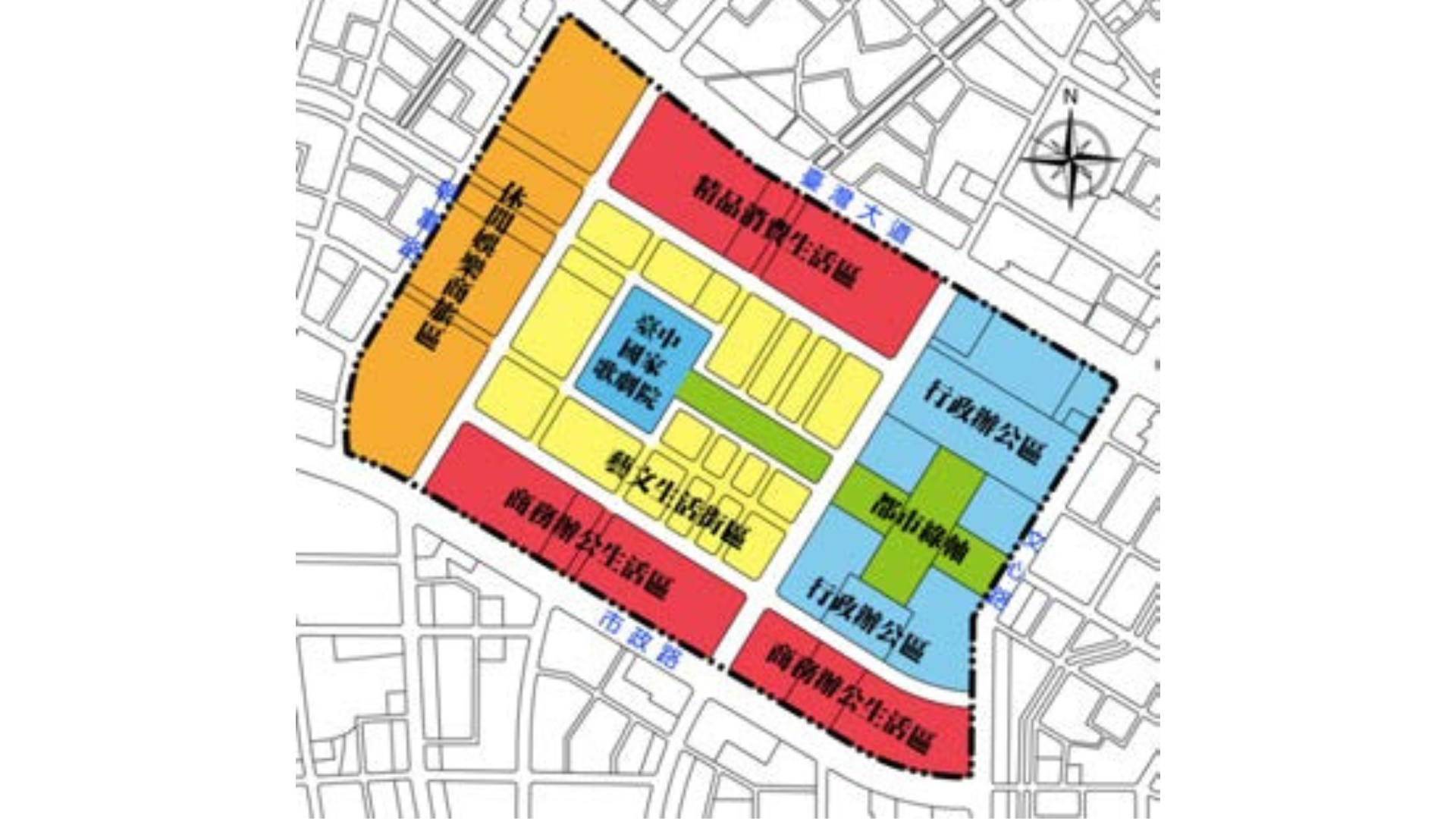 圖四 計畫區空間機能調整構想 (出處:臺中市政府)