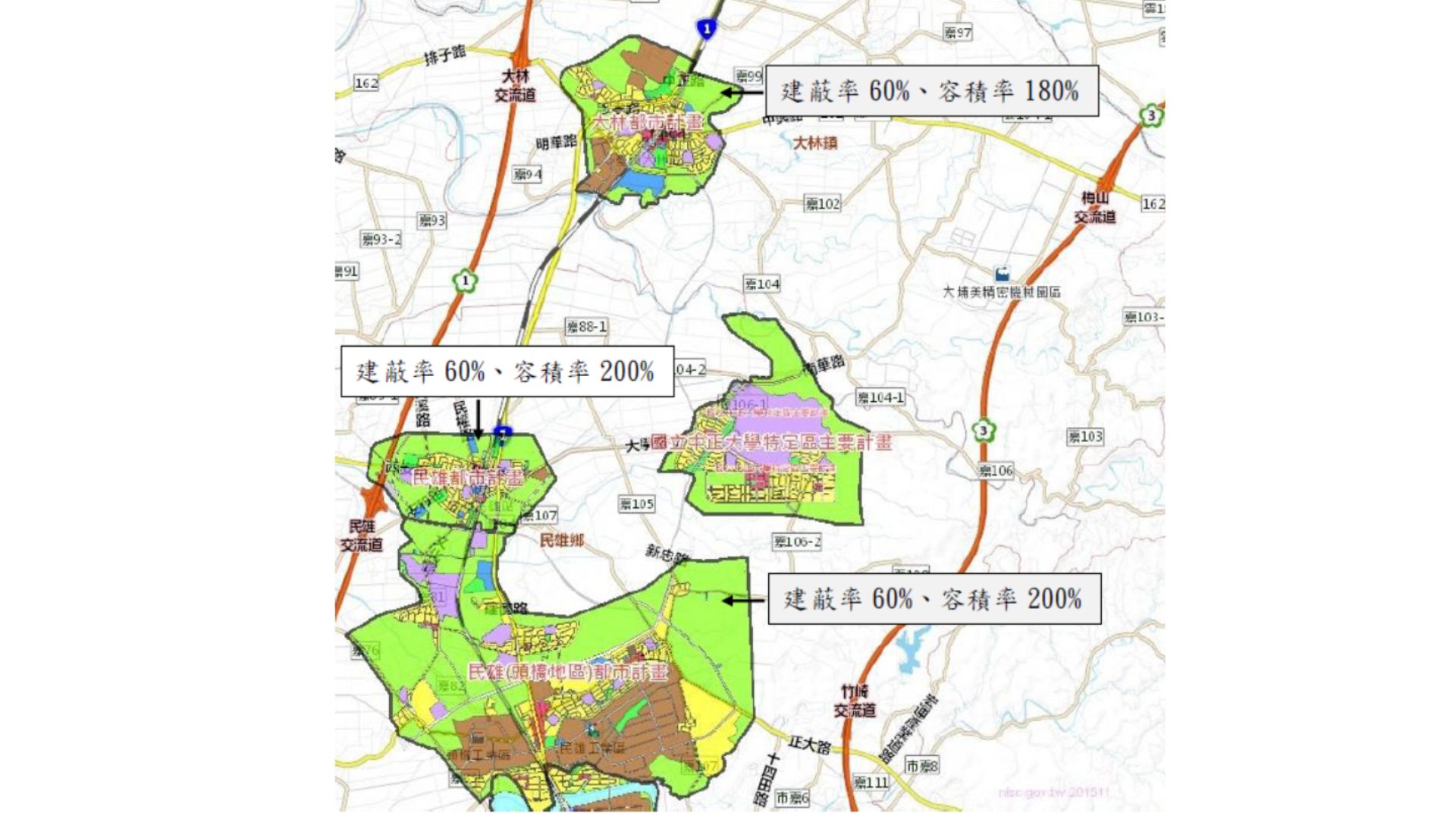 計畫區周遭都市計畫區示意