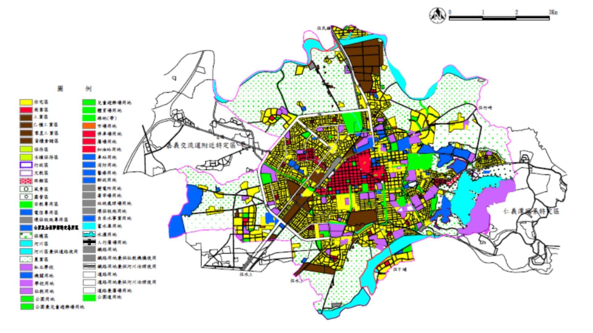 變更嘉義市都市計畫都土地使用分區示意圖