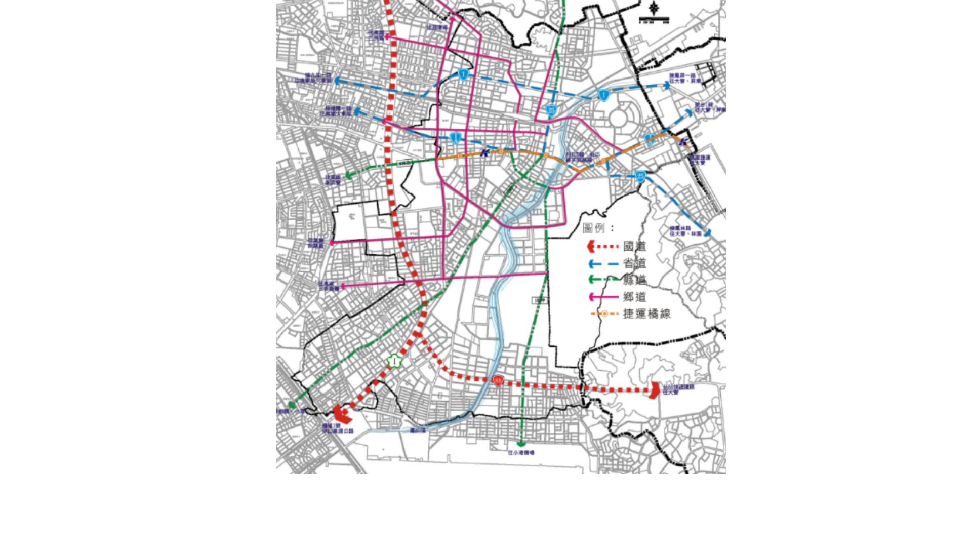 鳳山區道路分布示意