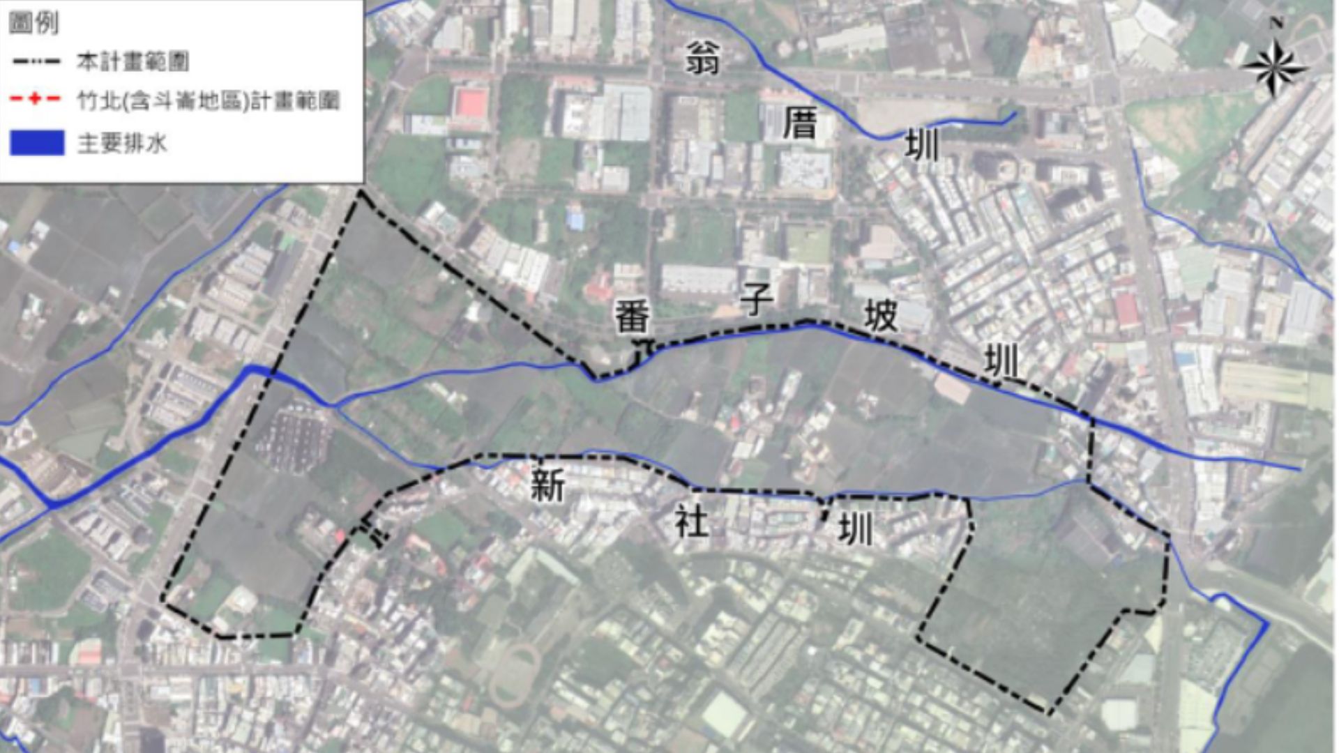 計畫範圍及其周邊地區灌溉水圳分布