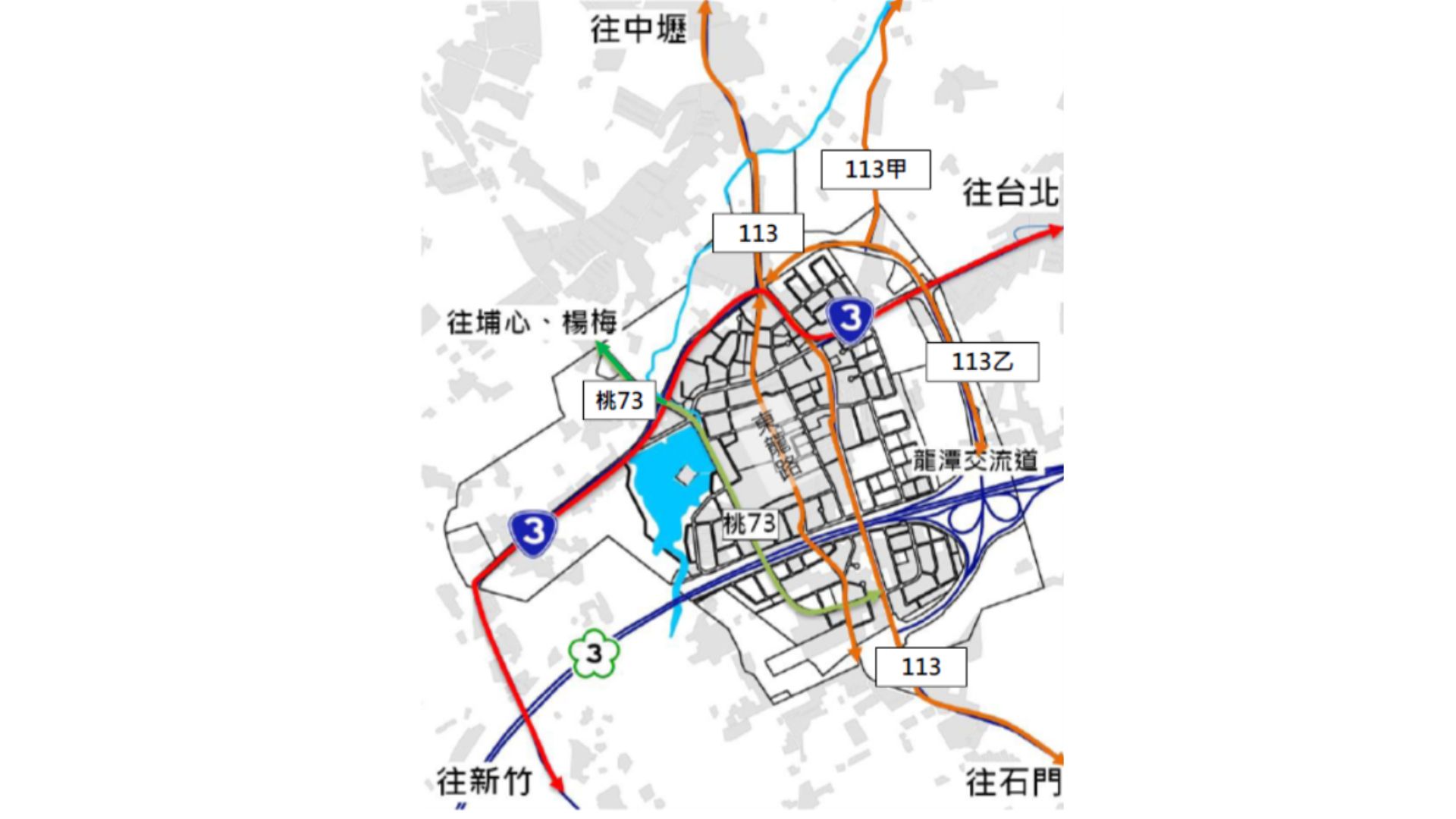 龍潭都市計畫區交通運輸系統示意