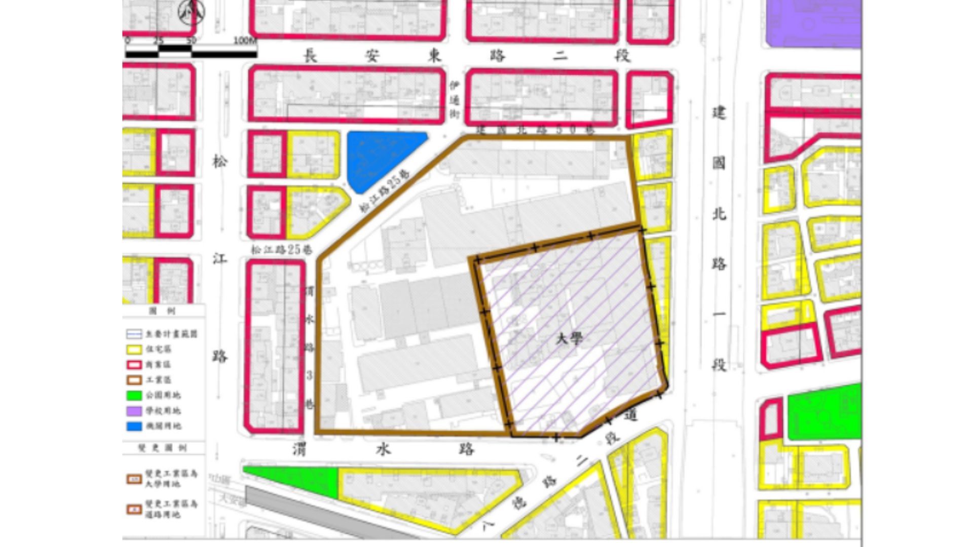 變更臺北市中山區都市計畫(部分工業區為大學用地及道路用地) 主要計畫