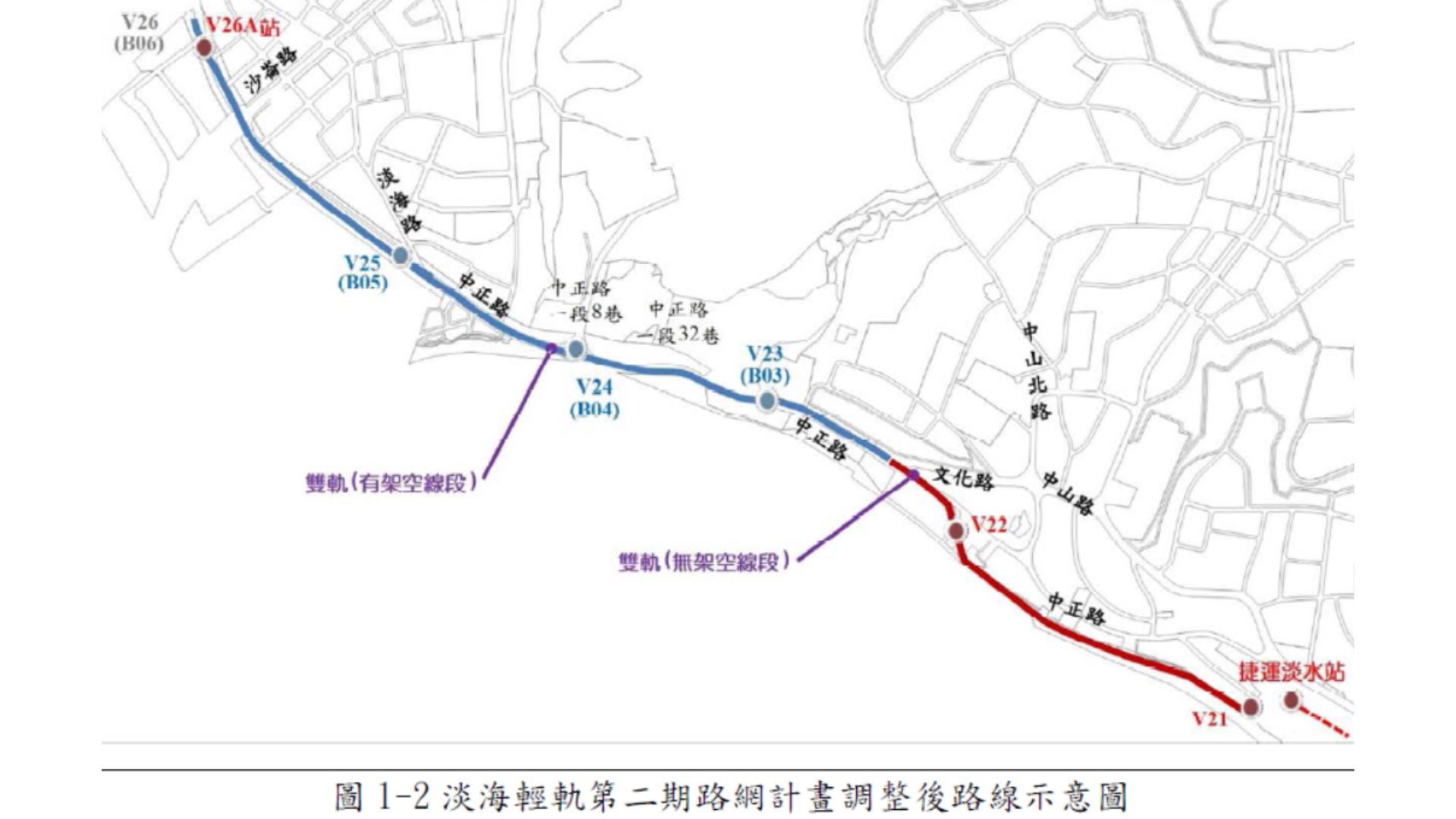 淡海輕軌第二期路網計畫調整後路線